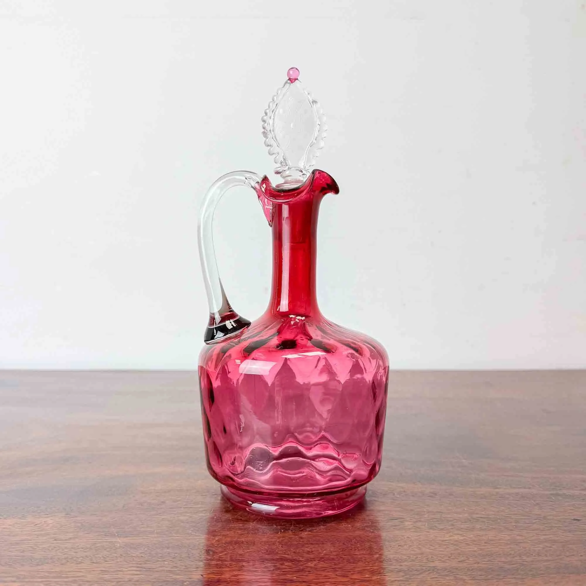 victorian cranberry glass decanter stopper etched with maltese cross