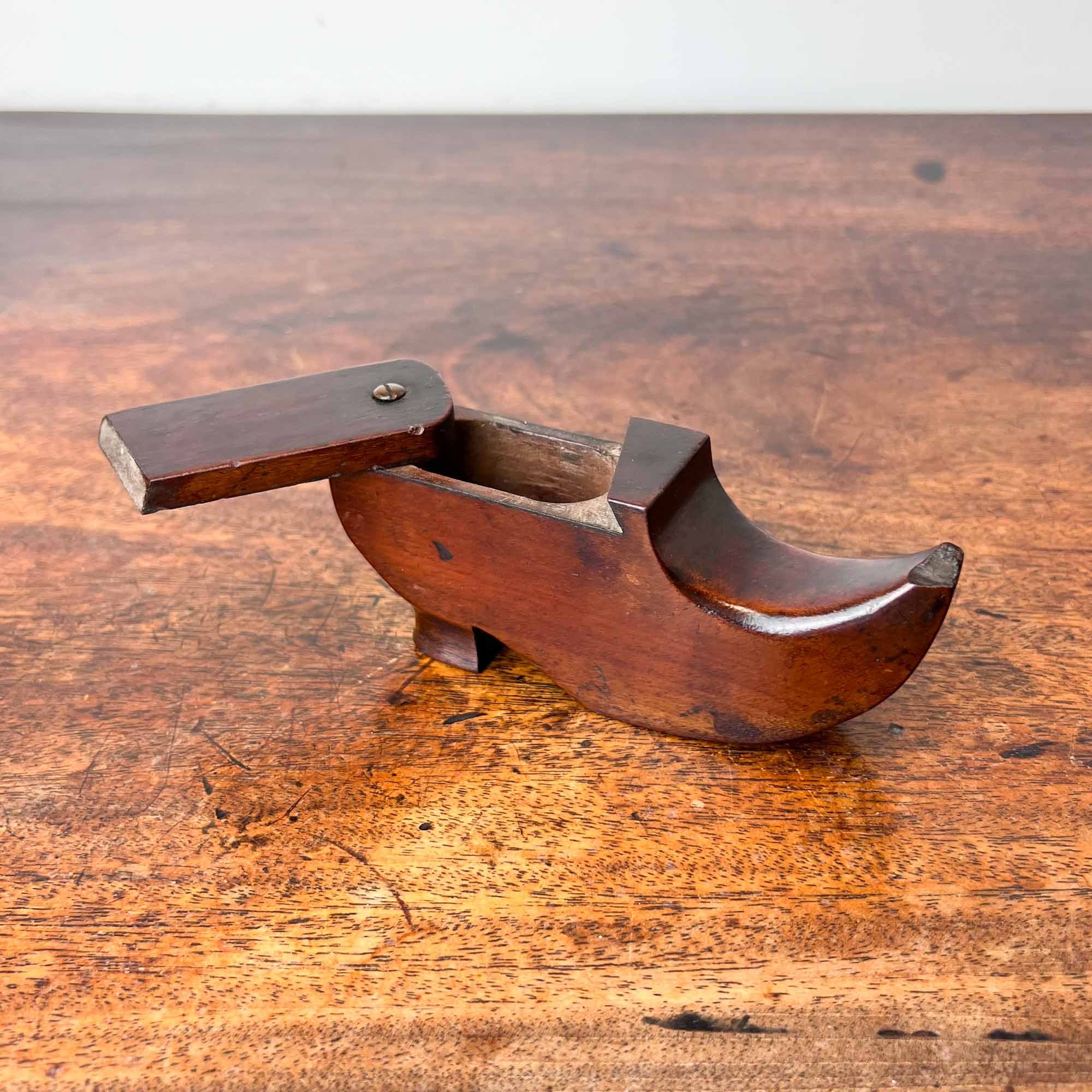 mahogany shoe snuff box