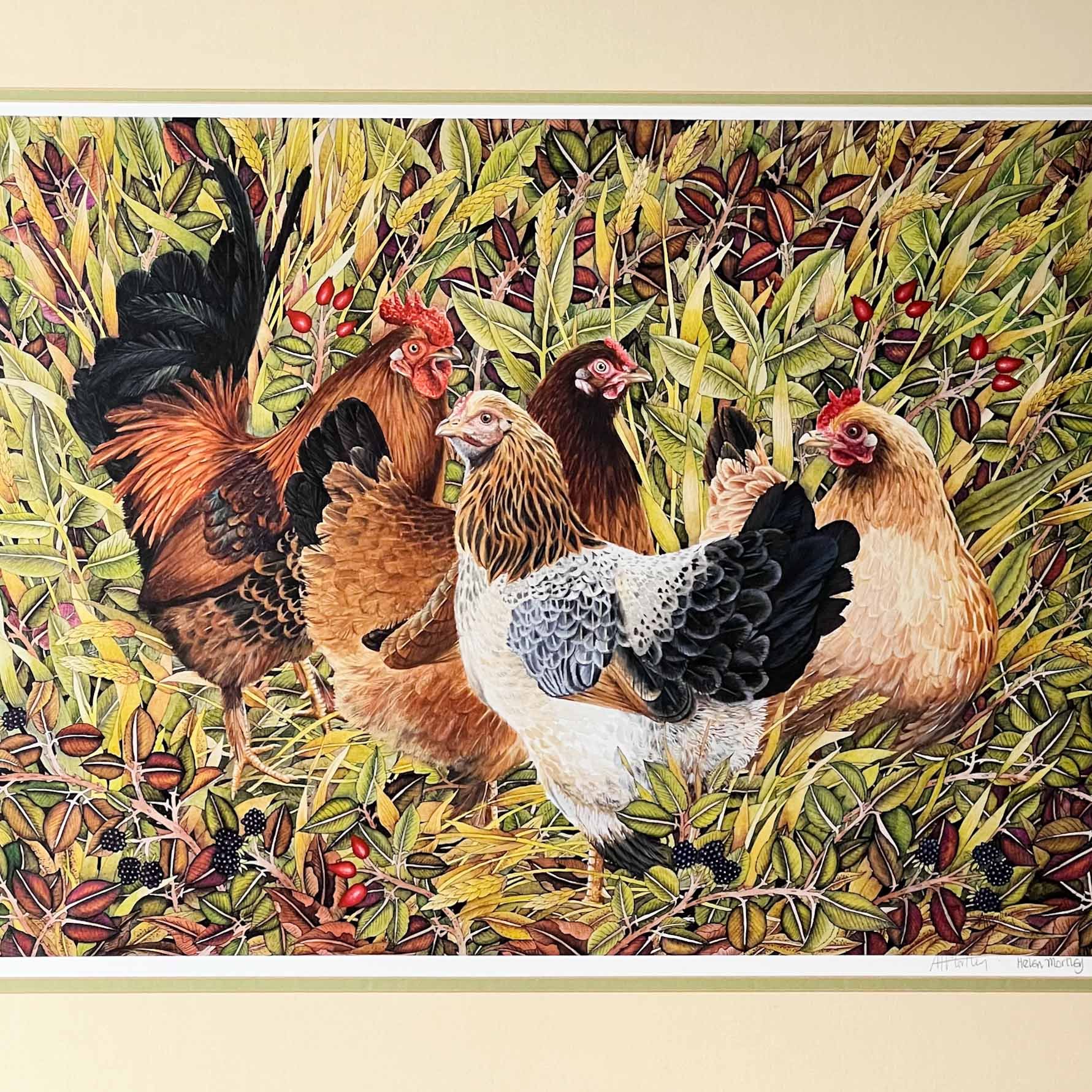 painting of chickens
