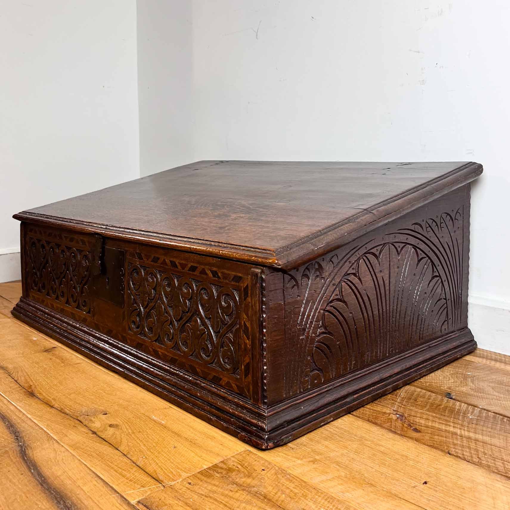 antique Carved Oak Desk Box