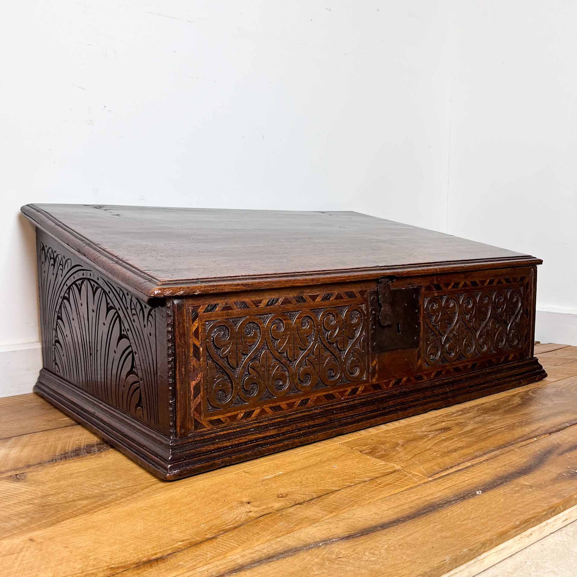 18th Century Carved Oak bible Box