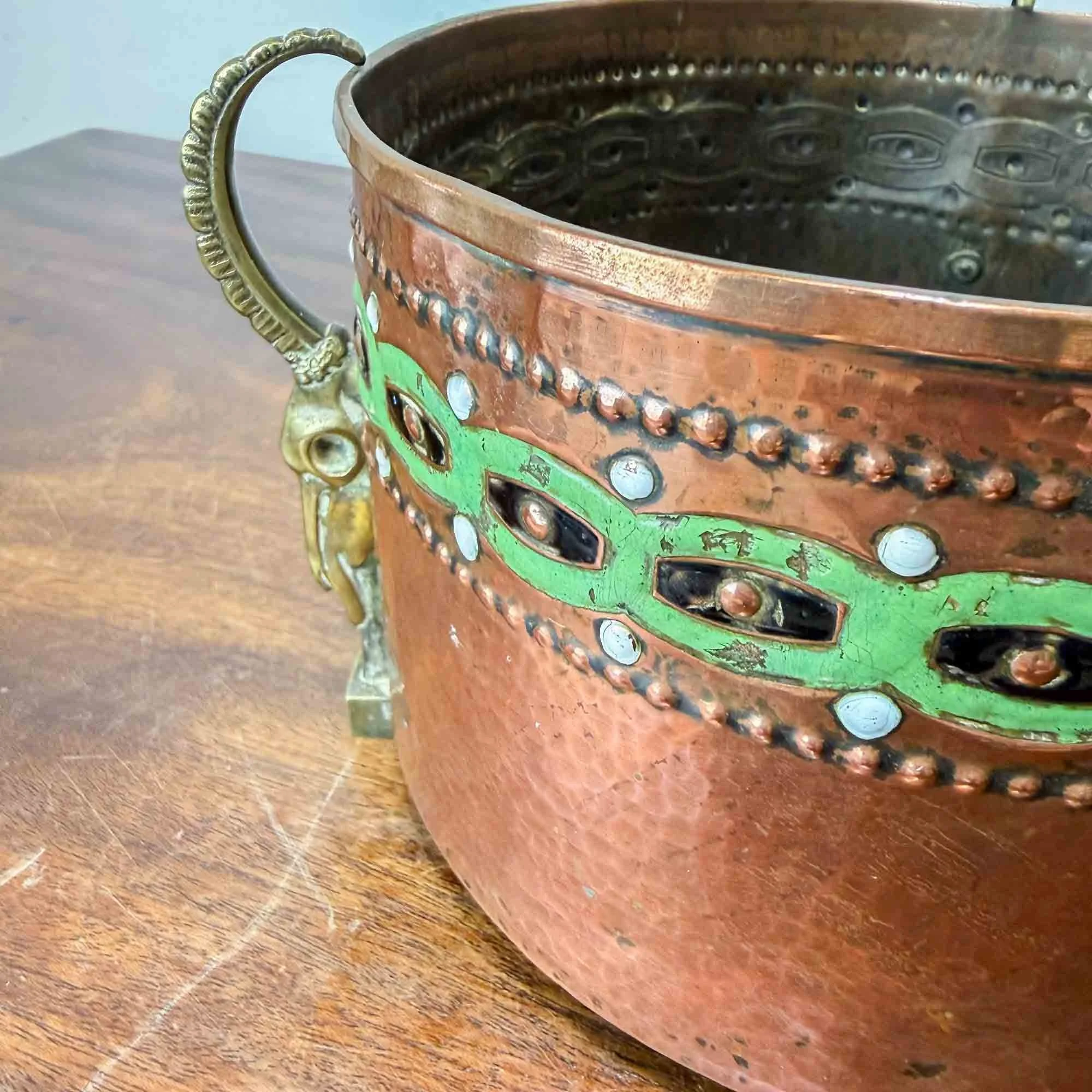 vintage copper and enamel planter-2.jpg
