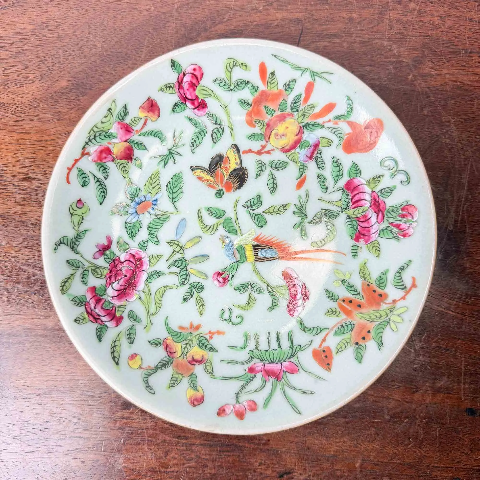 19th Century Chinese Famille Rose Celadon Plate