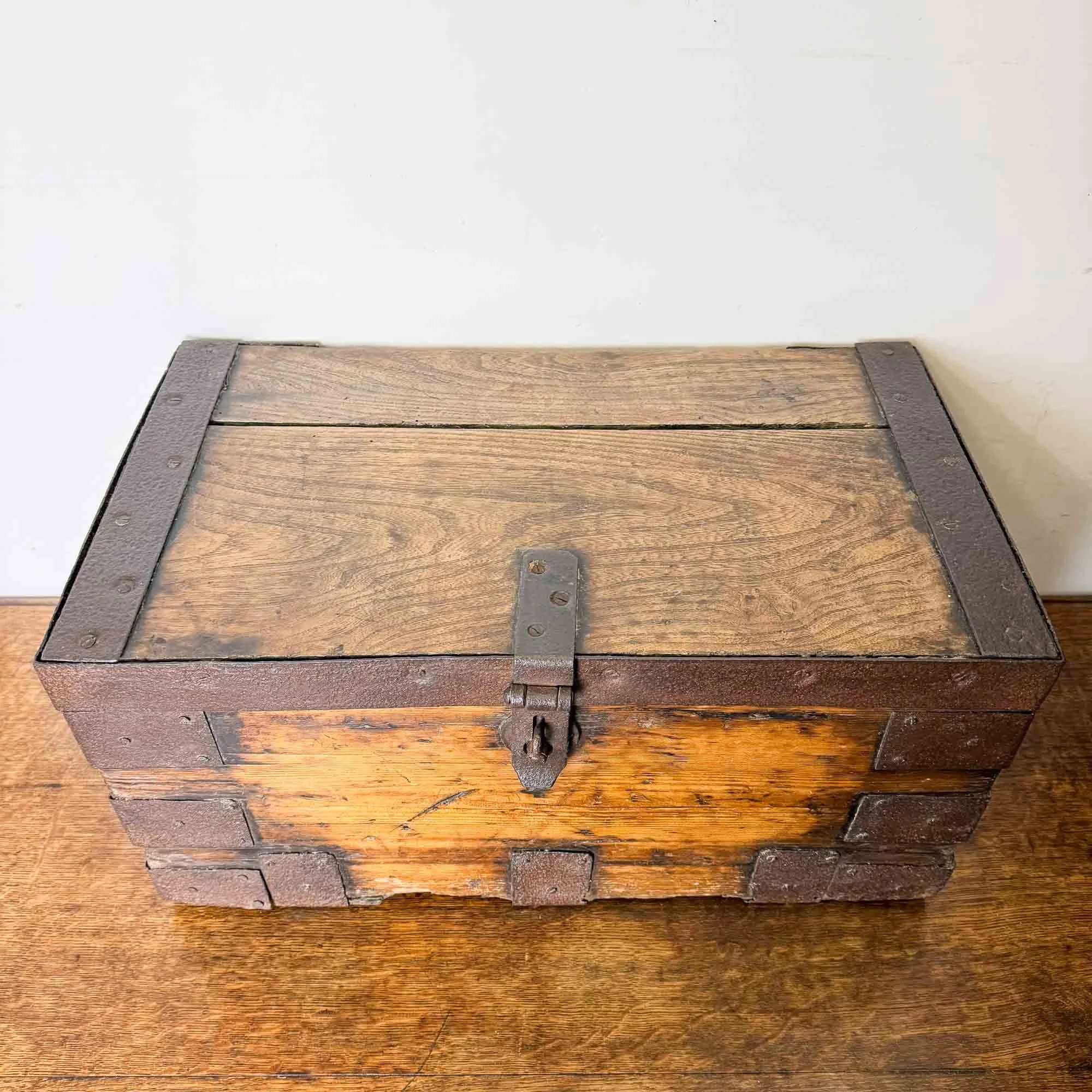 antique elm and pine strongbox
