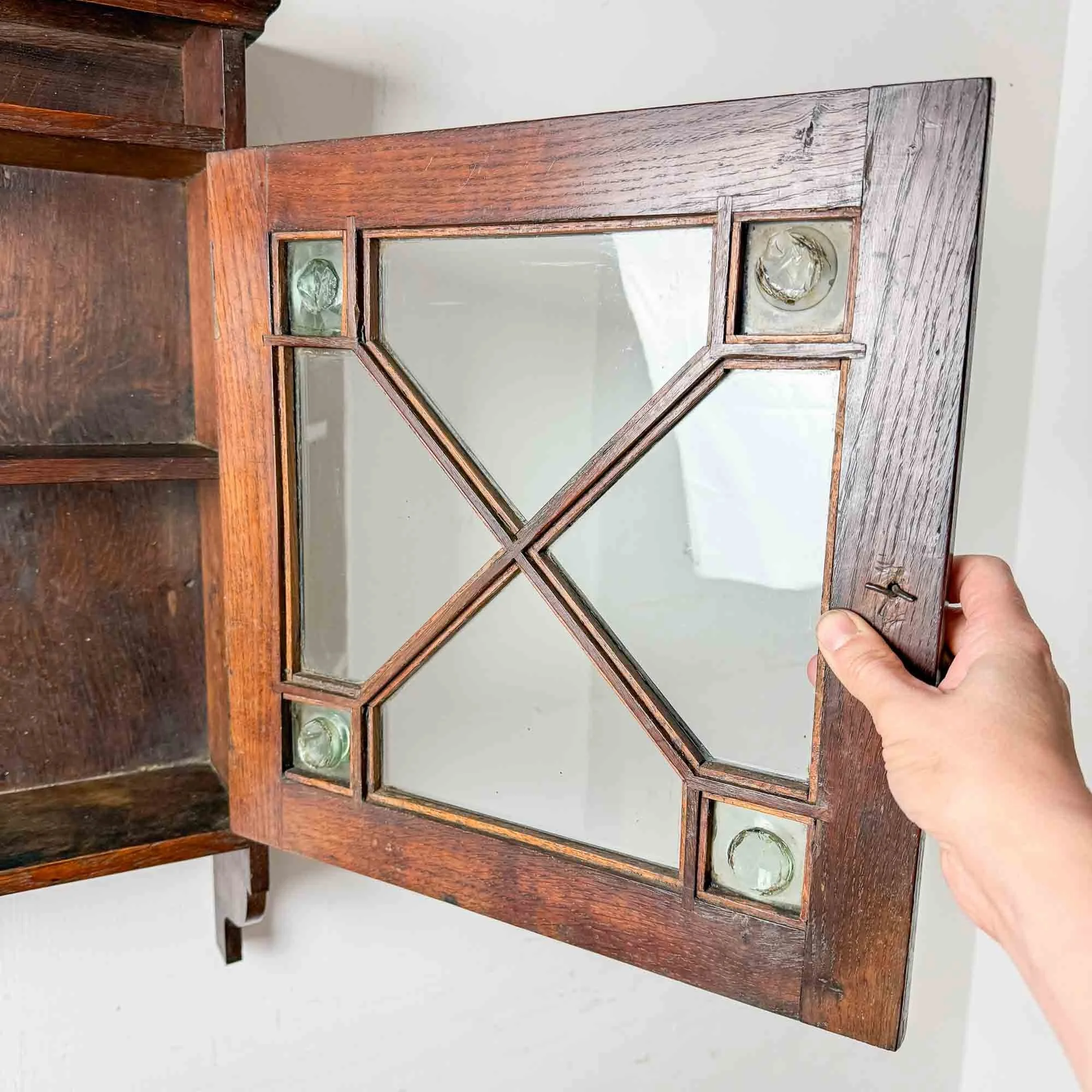 antique oak arts and crafts wall cabinet-6.jpg