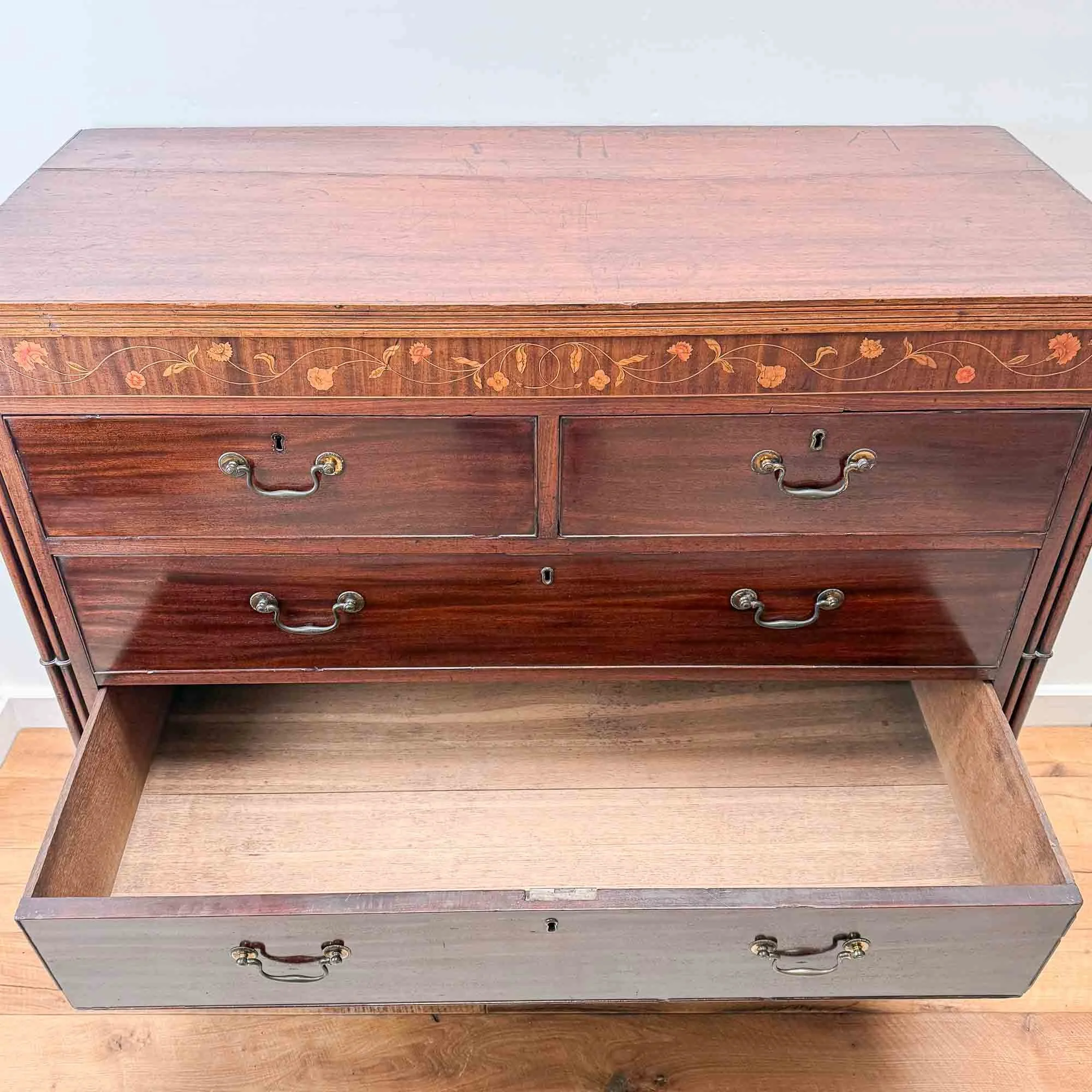 georgian inlay and penwork mahogany chest of drawers-5.jpg