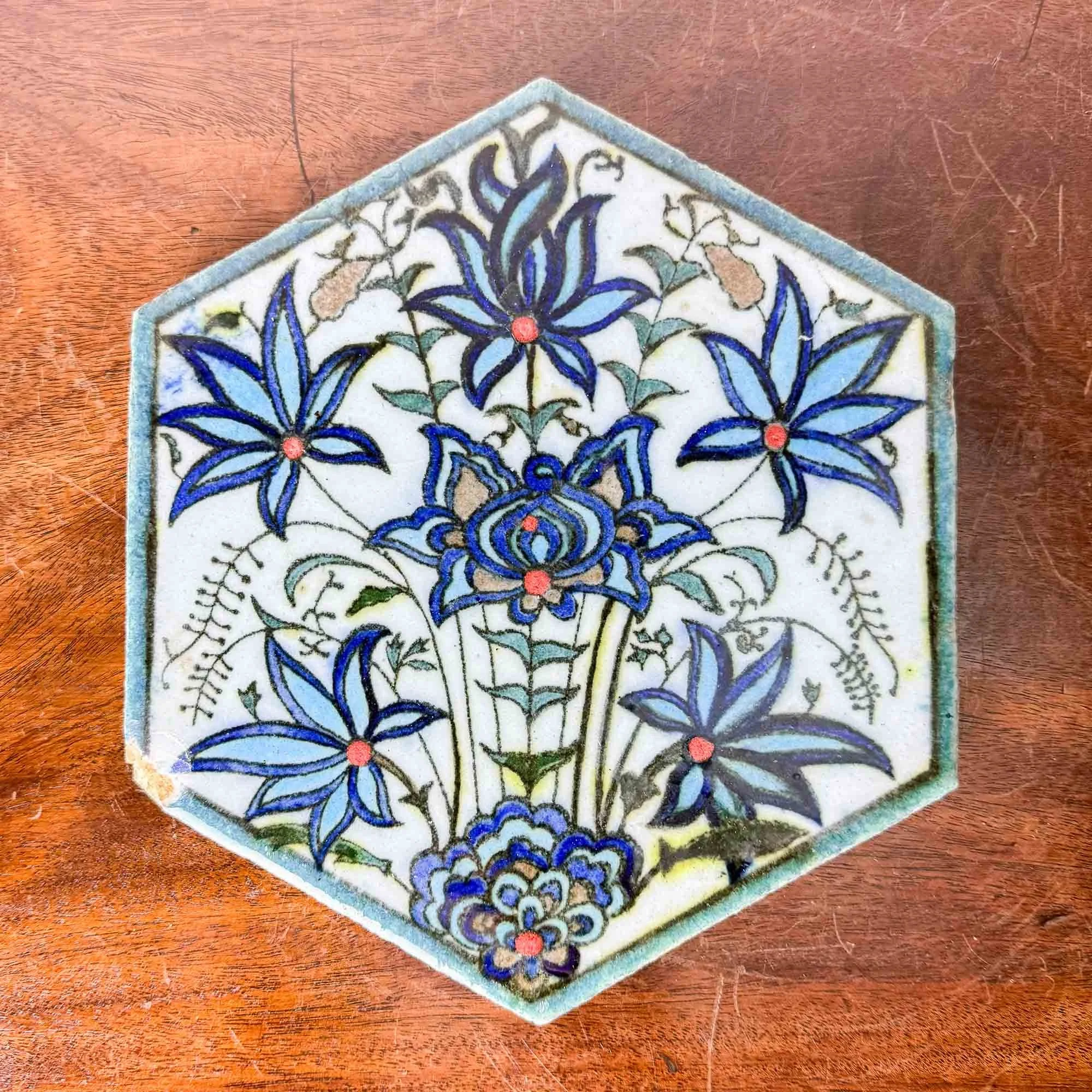 vintage iznik hexagonal tile