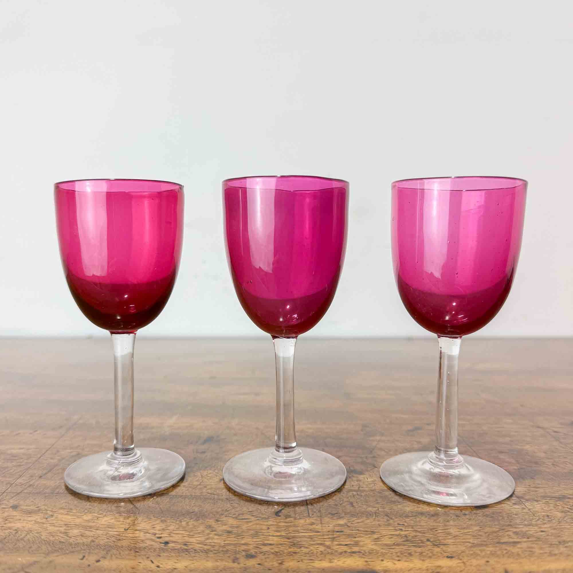 set of three victorian cranberry glass sherry glasses-6.jpg