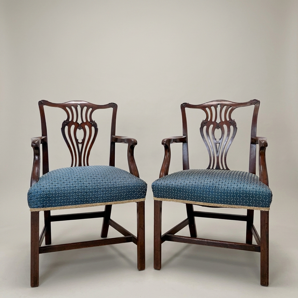 Pair of Chippendale Style Mahogany Armchairs