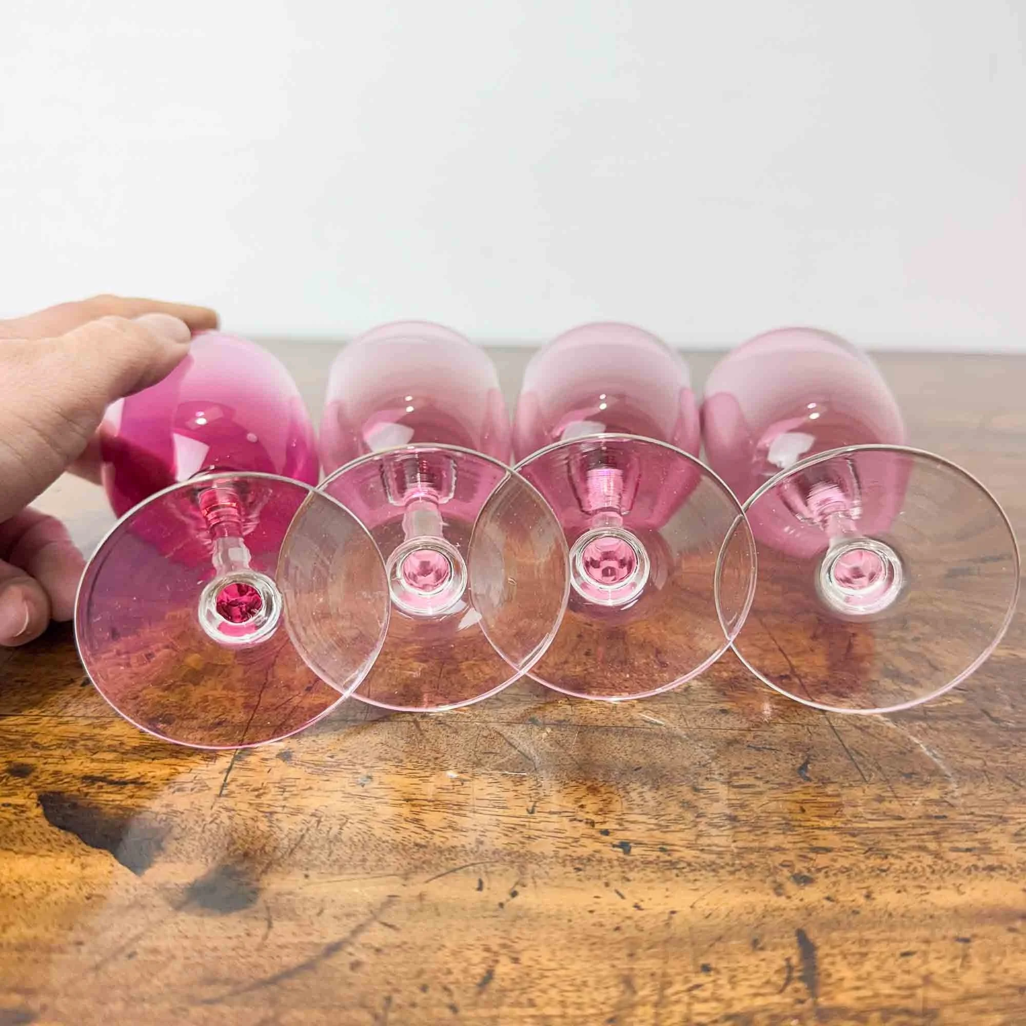 set of four cranberry glass sherry glasses.jpg