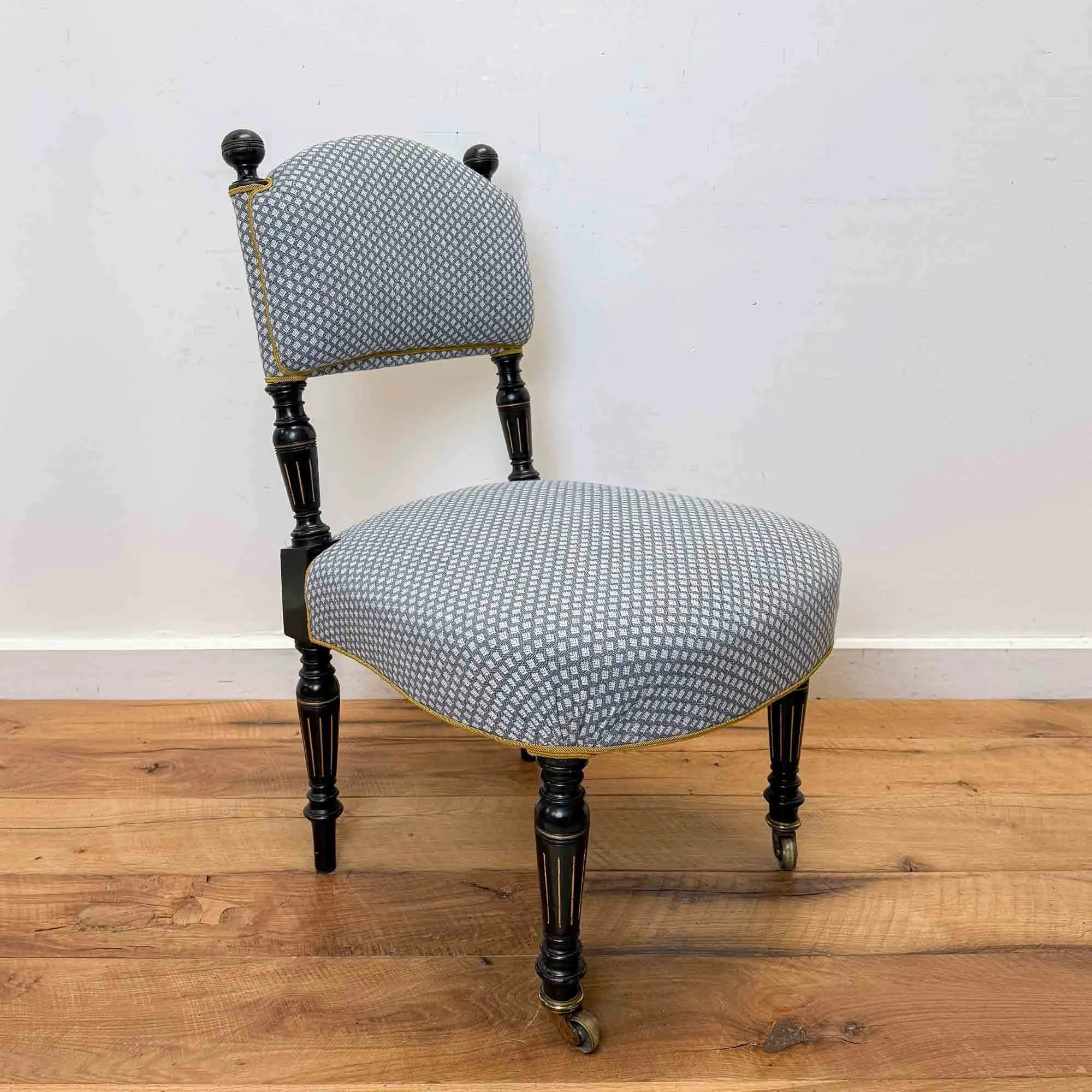 blue upholstered aesthetic movement bedroom chair