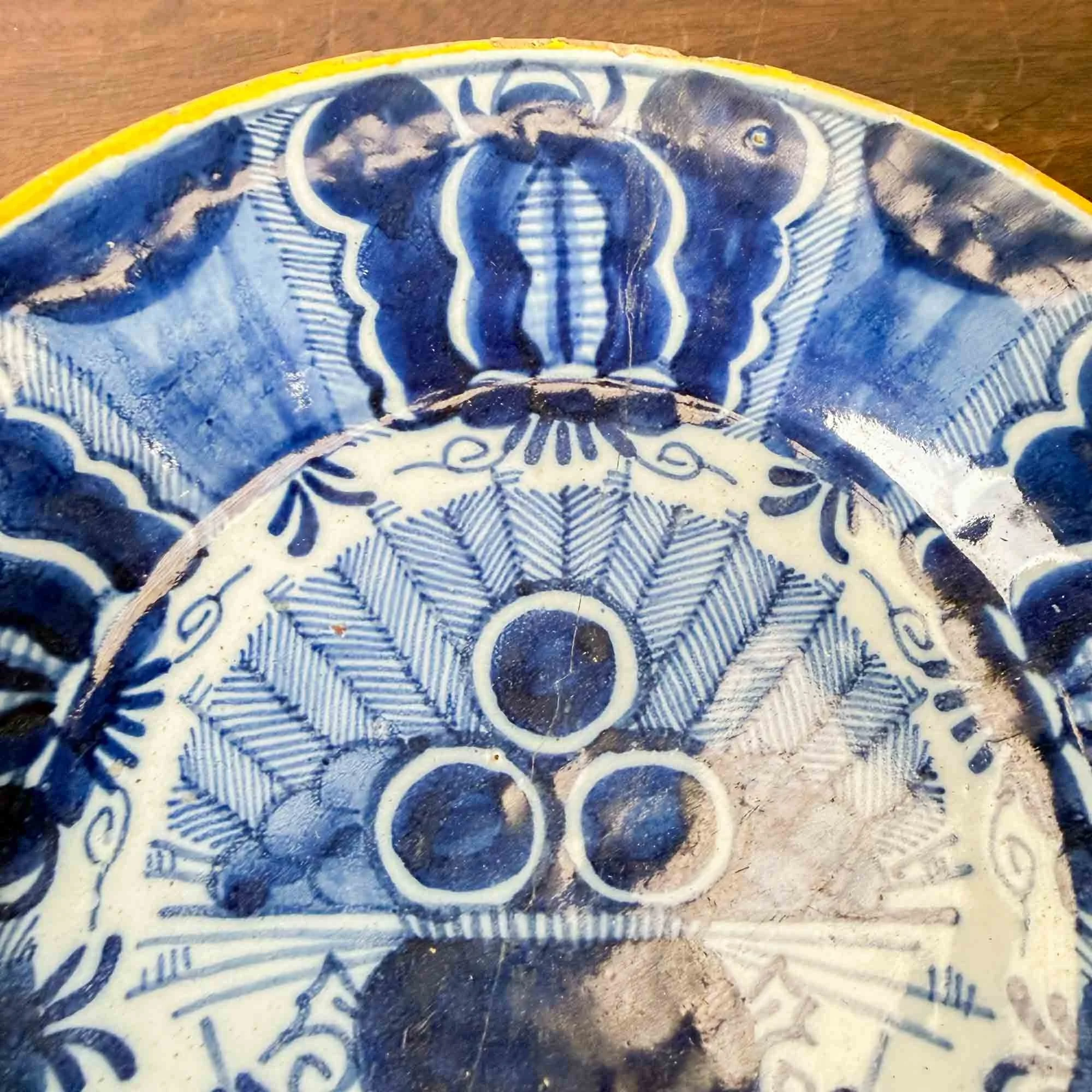 antique dutch delft peacock plate de drie klokken