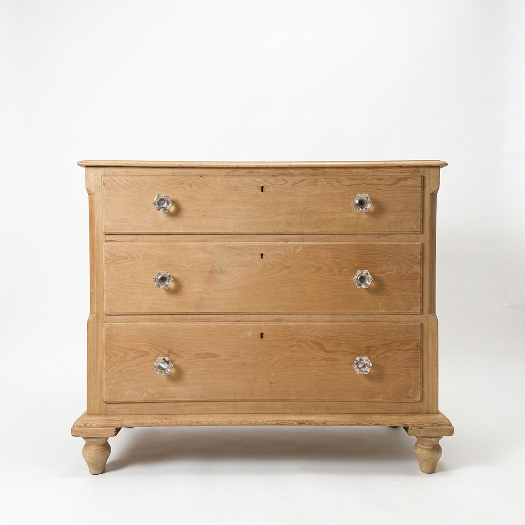 antique pine chest of drawers with original glass handles