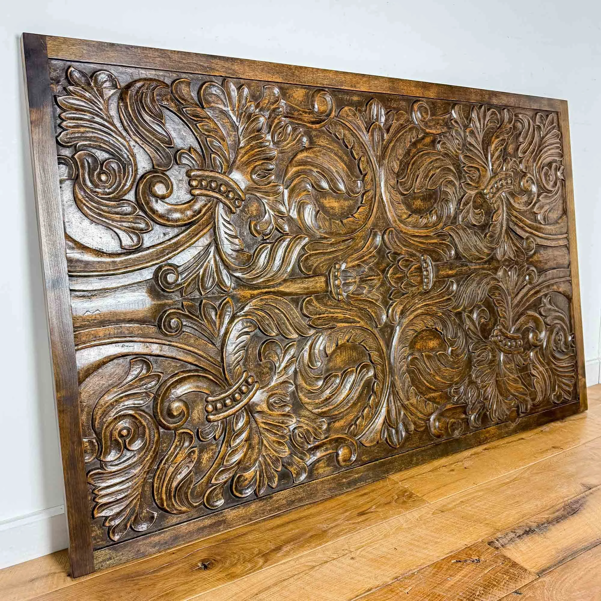 antique italian carved walnut panel