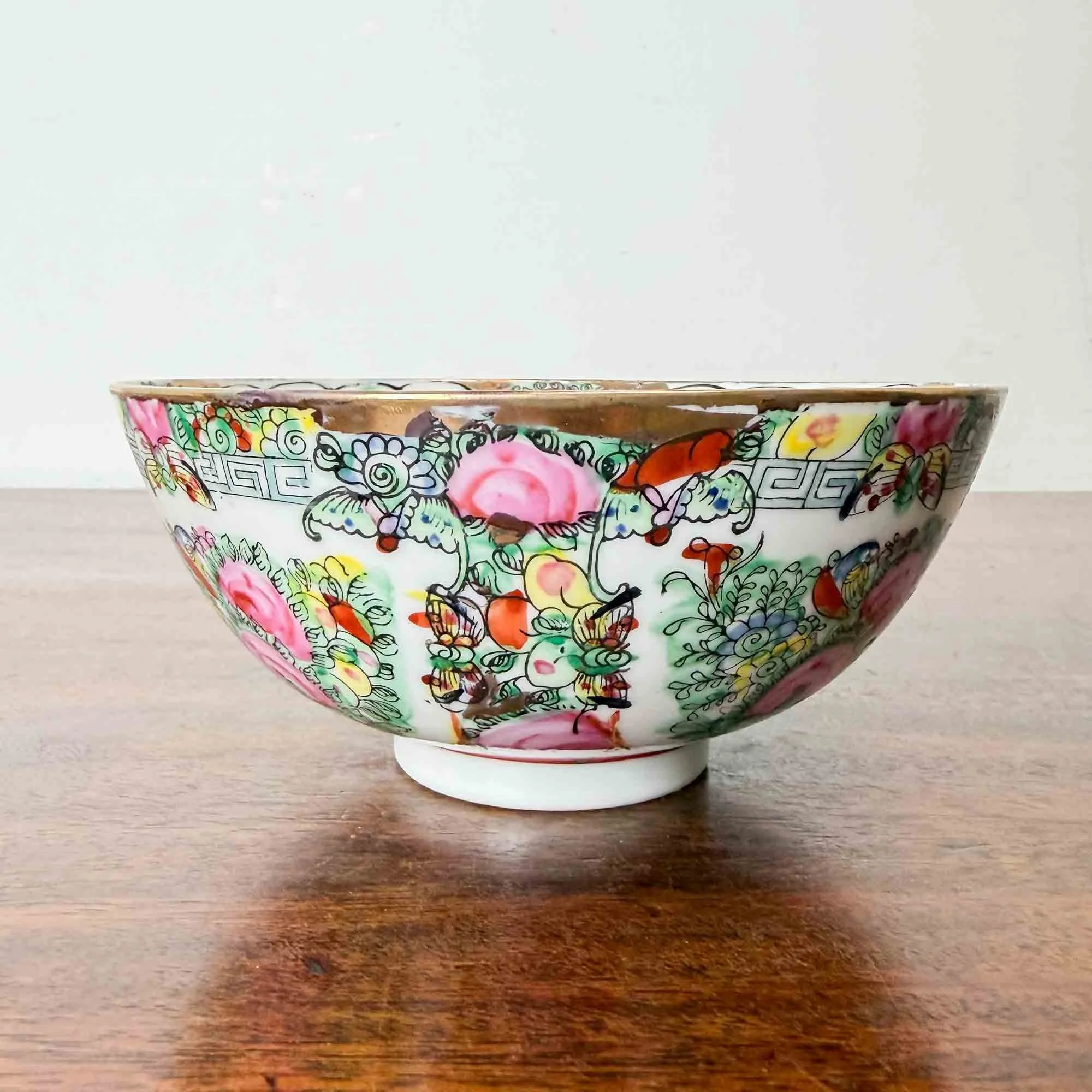 chinese canton rose bowl