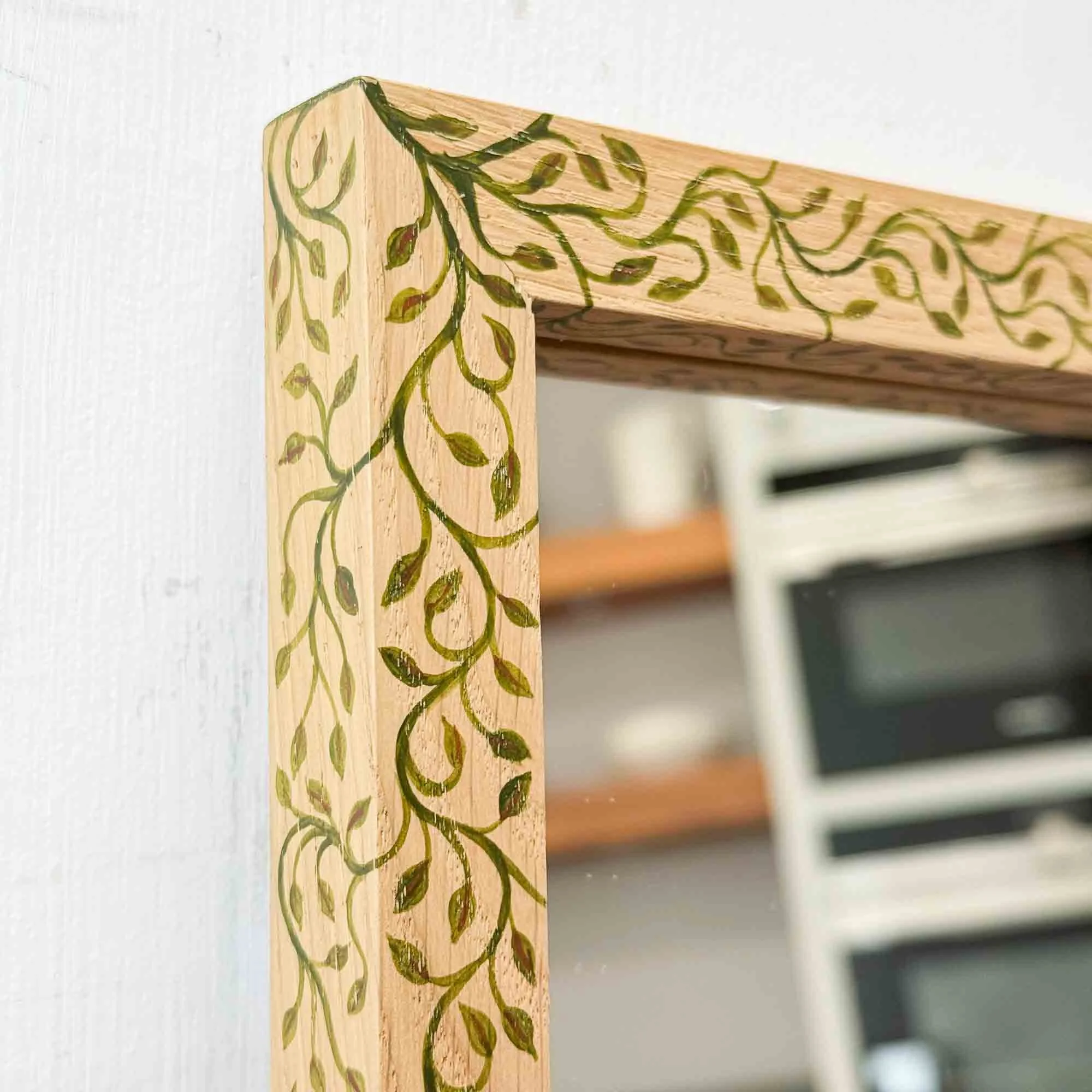 Hand painted tiny leaves oak mirror-6.jpg