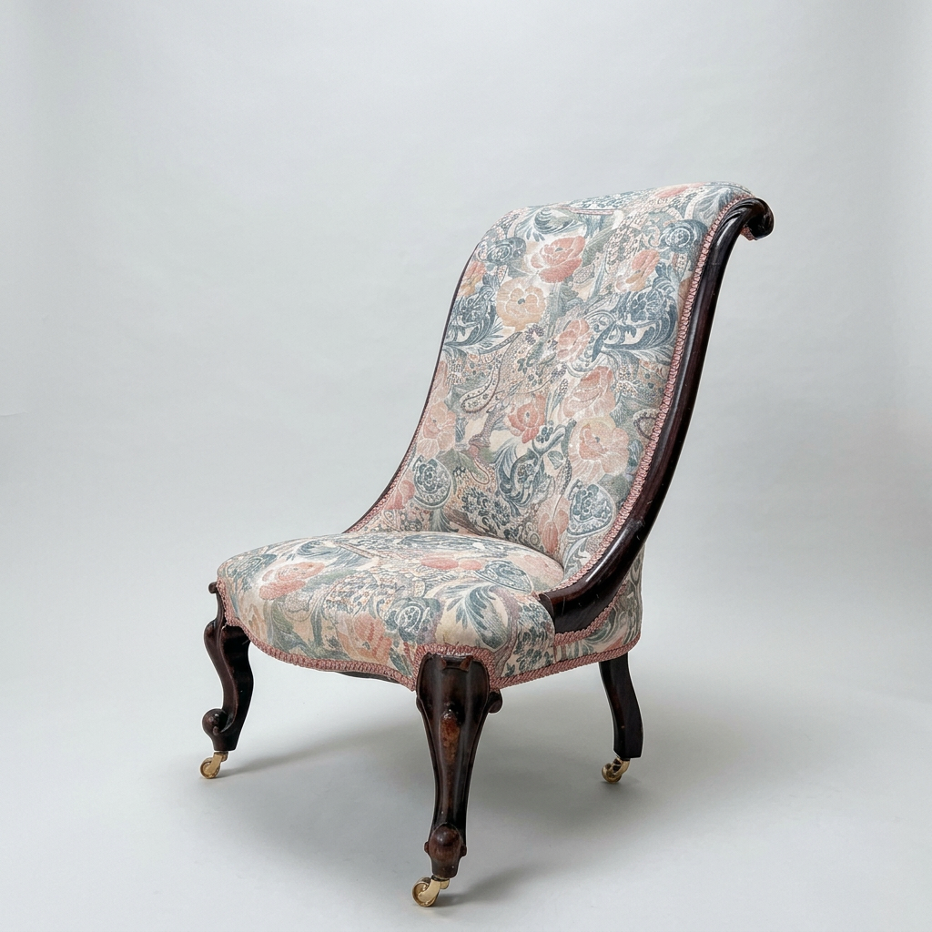 Victorian Scroll Back Slipper Chair