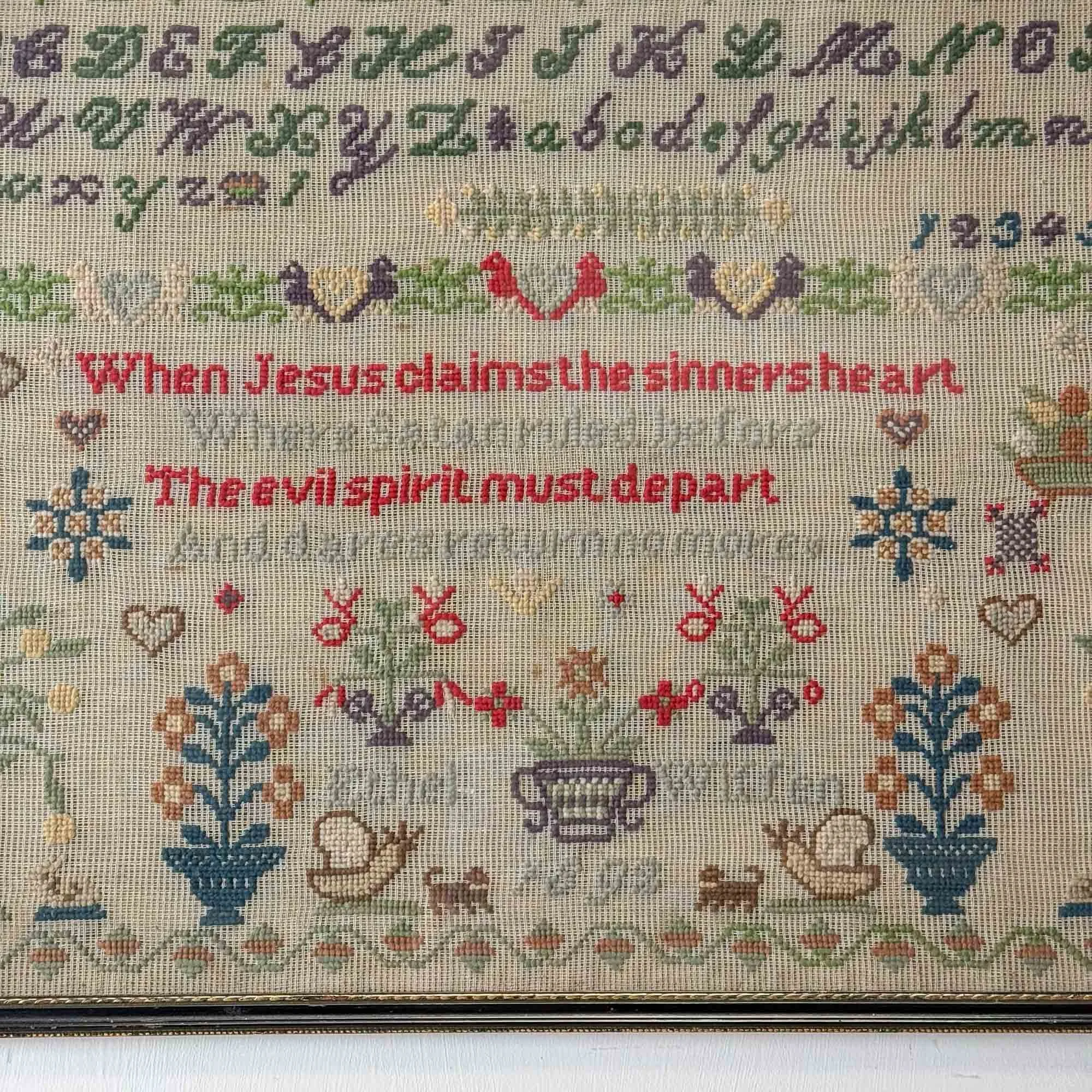 Pair of 19th Century Embroidered Samplers