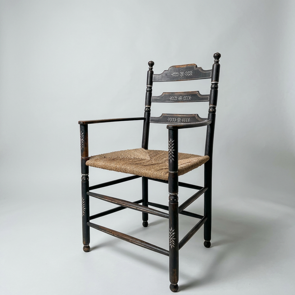 Vintage Folk Art Painted Ladderback Chair