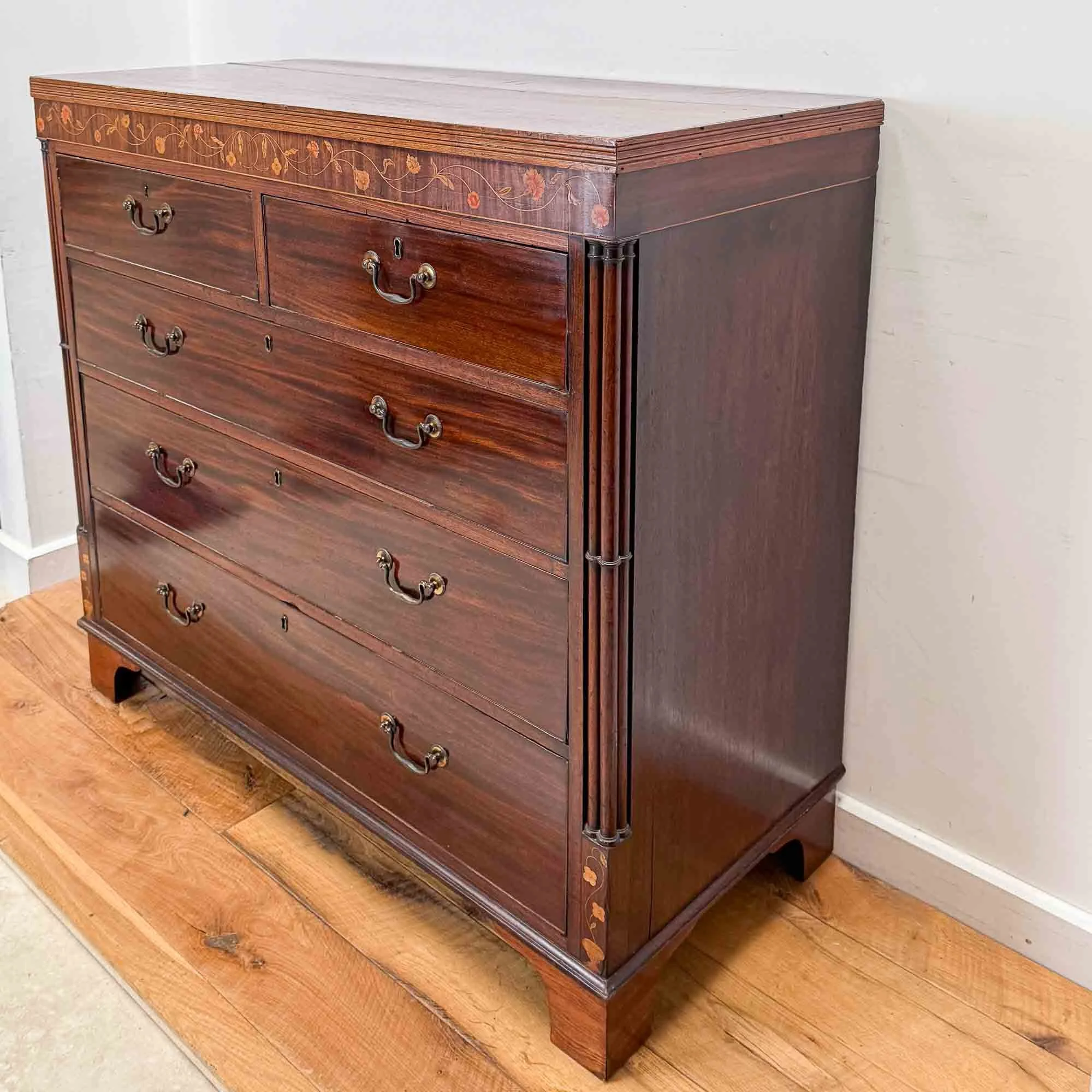 georgian inlay and penwork mahogany chest of drawers-16.jpg