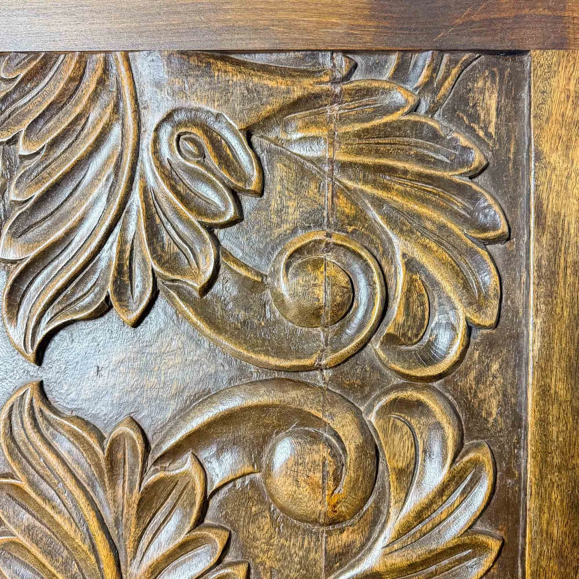 Italian vintage carved walnut panel