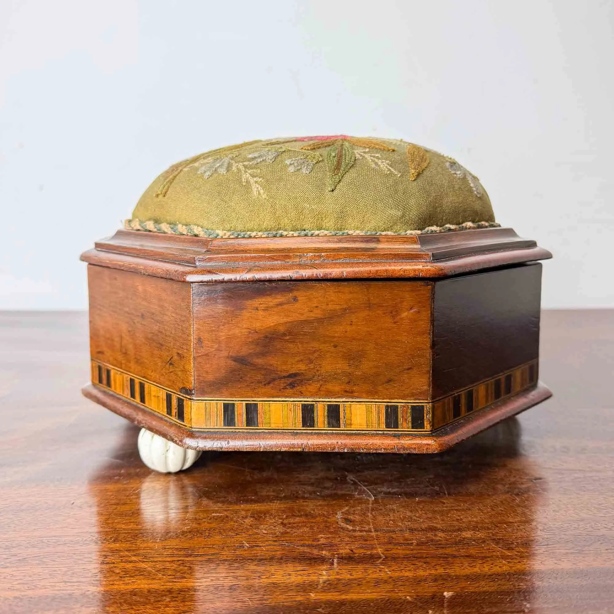 antique spitoon footstool with crewelwork upholstery-09.jpg