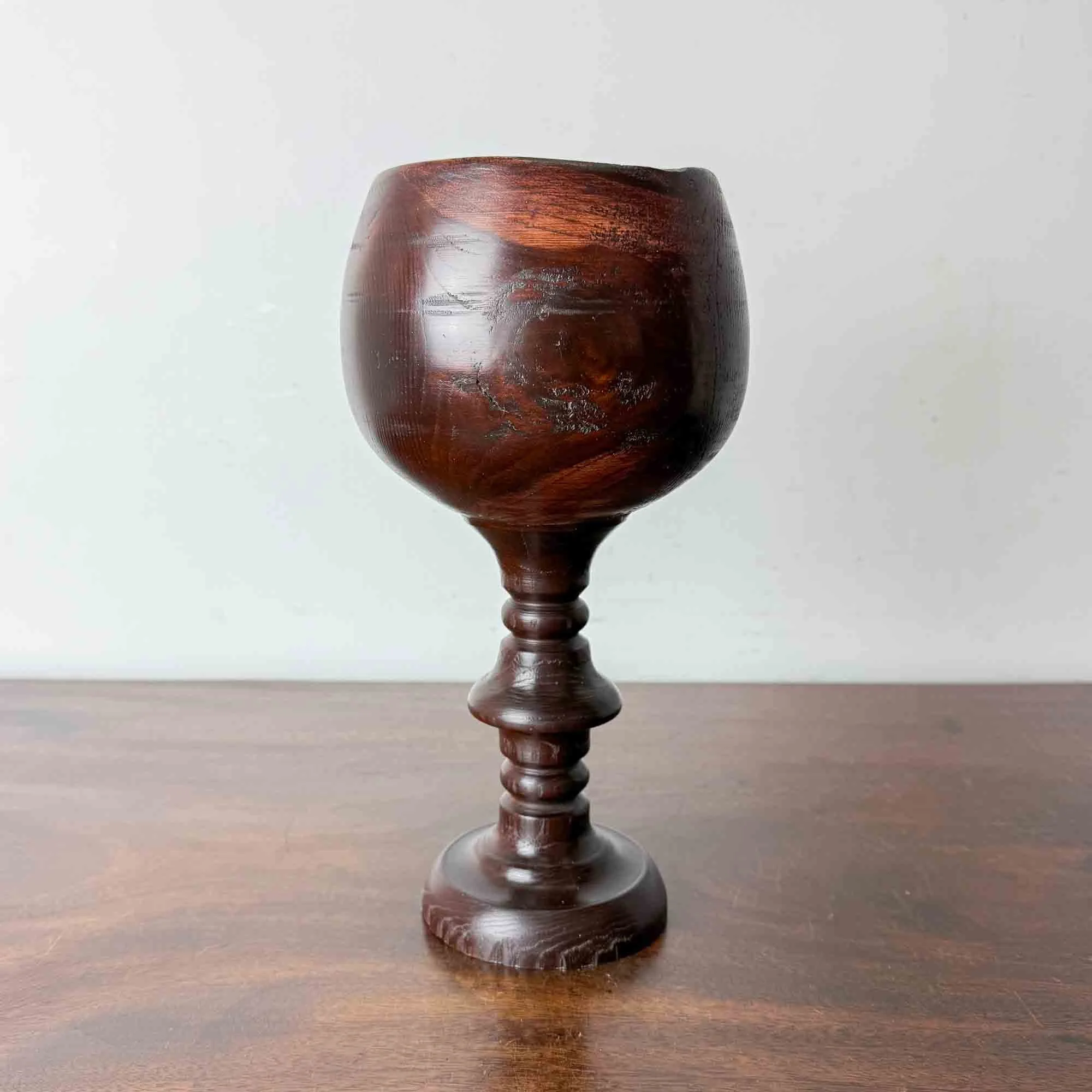 vintage turned wooden goblet