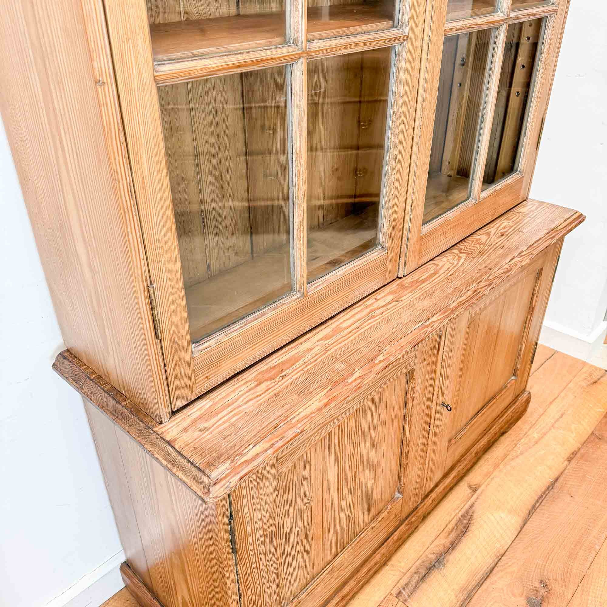 antique pitch pine glazed bookcase-14.jpg