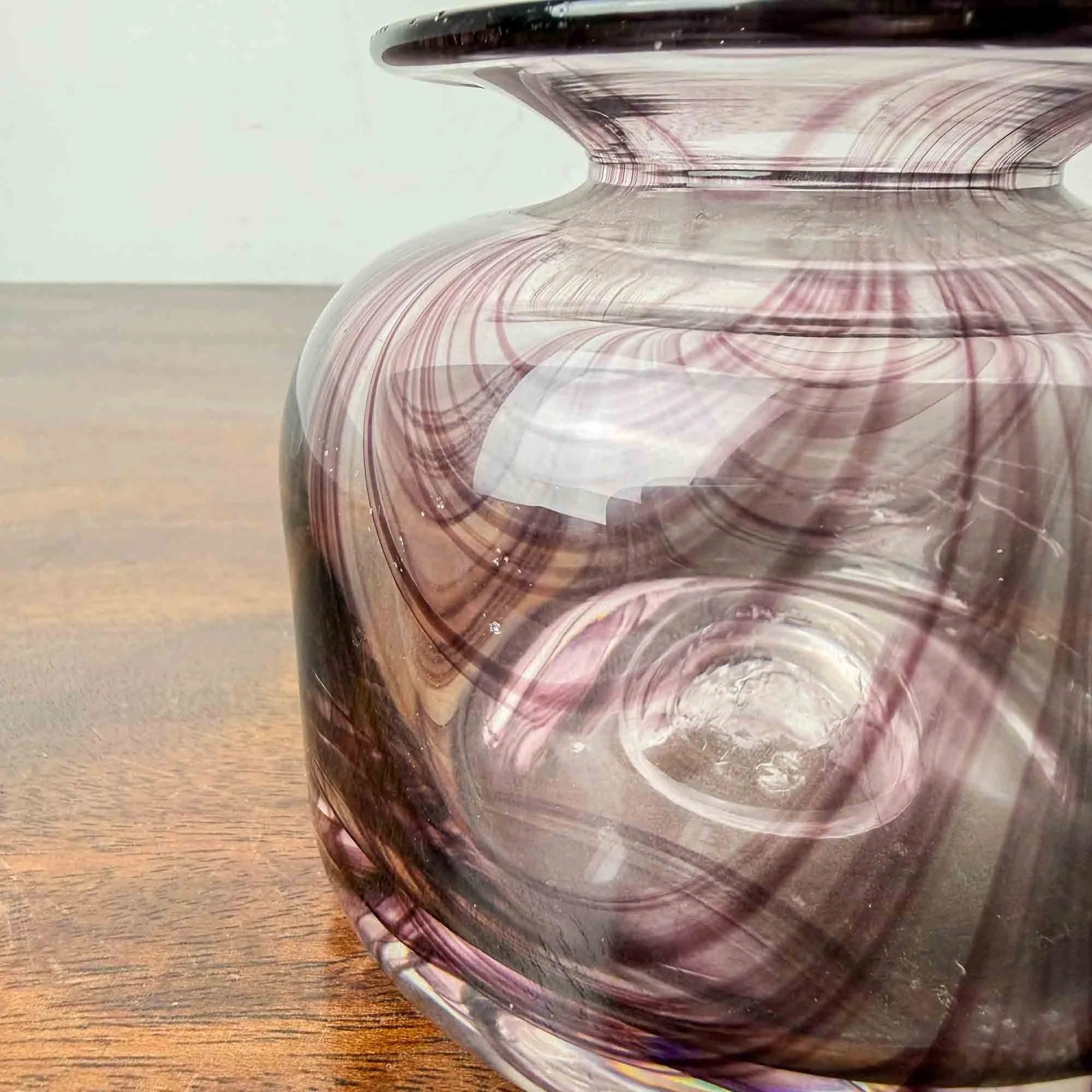 purple swirl art glass vase