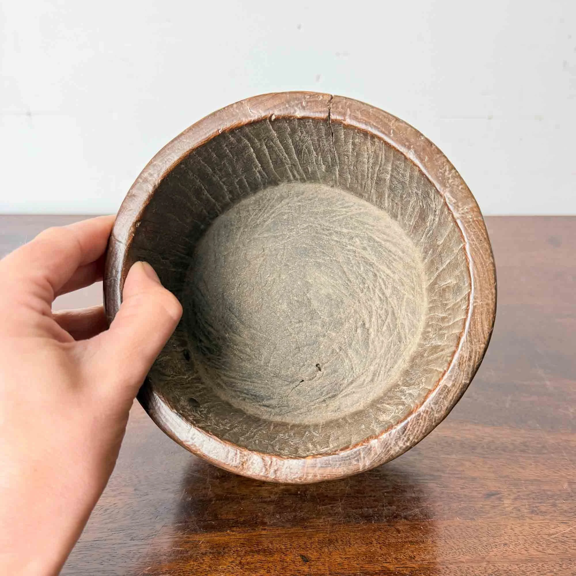 antique carved wooden bowl