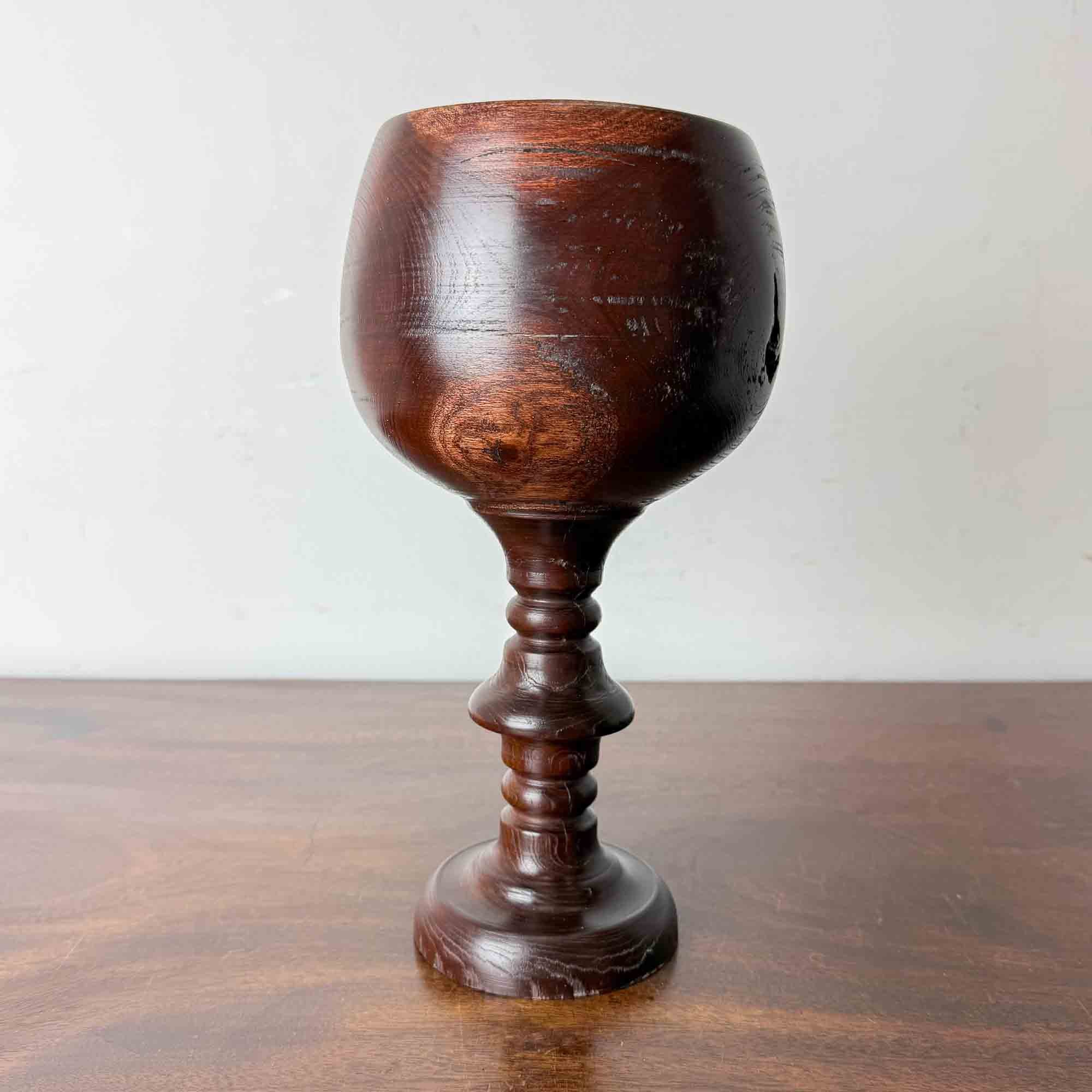 large turned wooden goblet