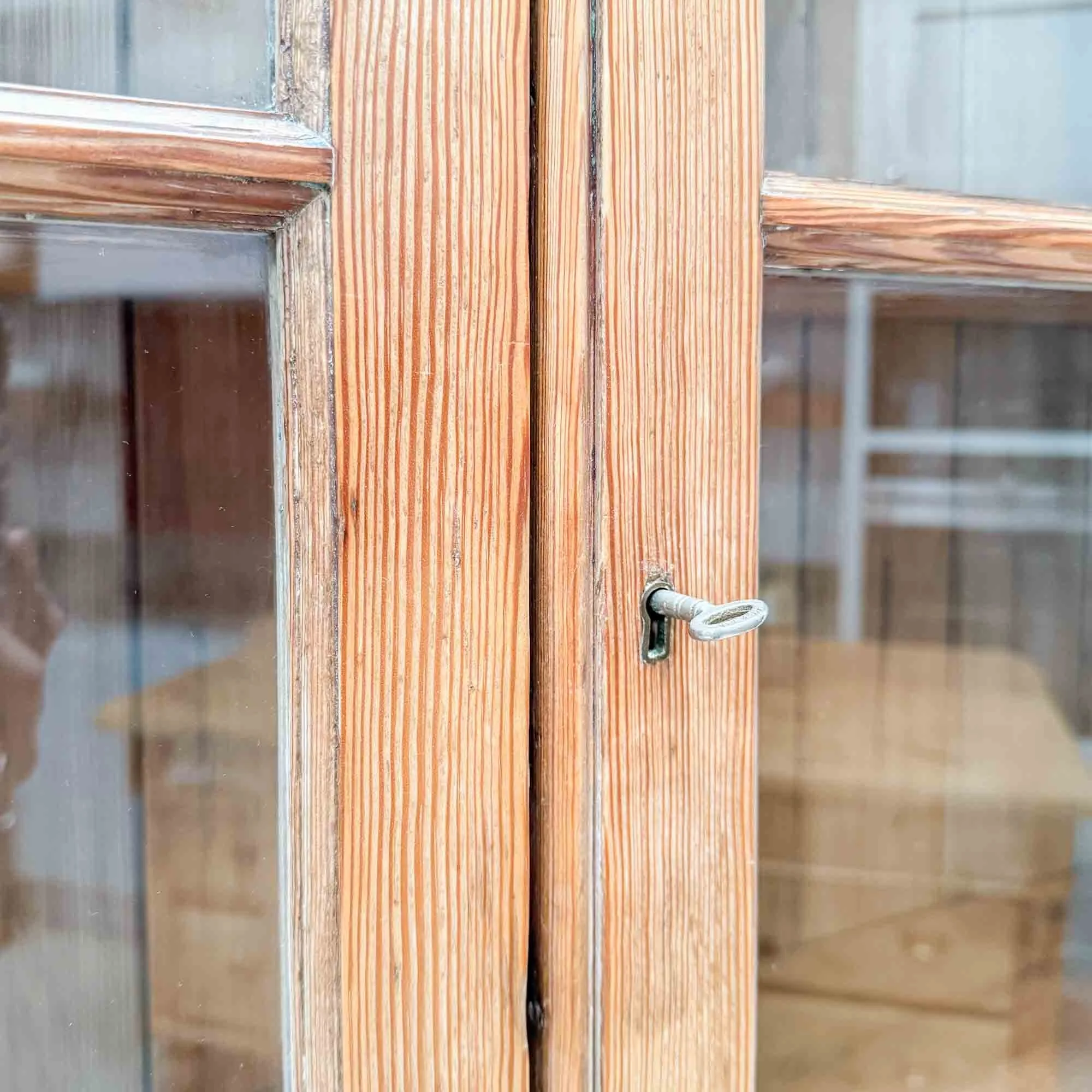 antique pitch pine glazed bookcase-13.jpg