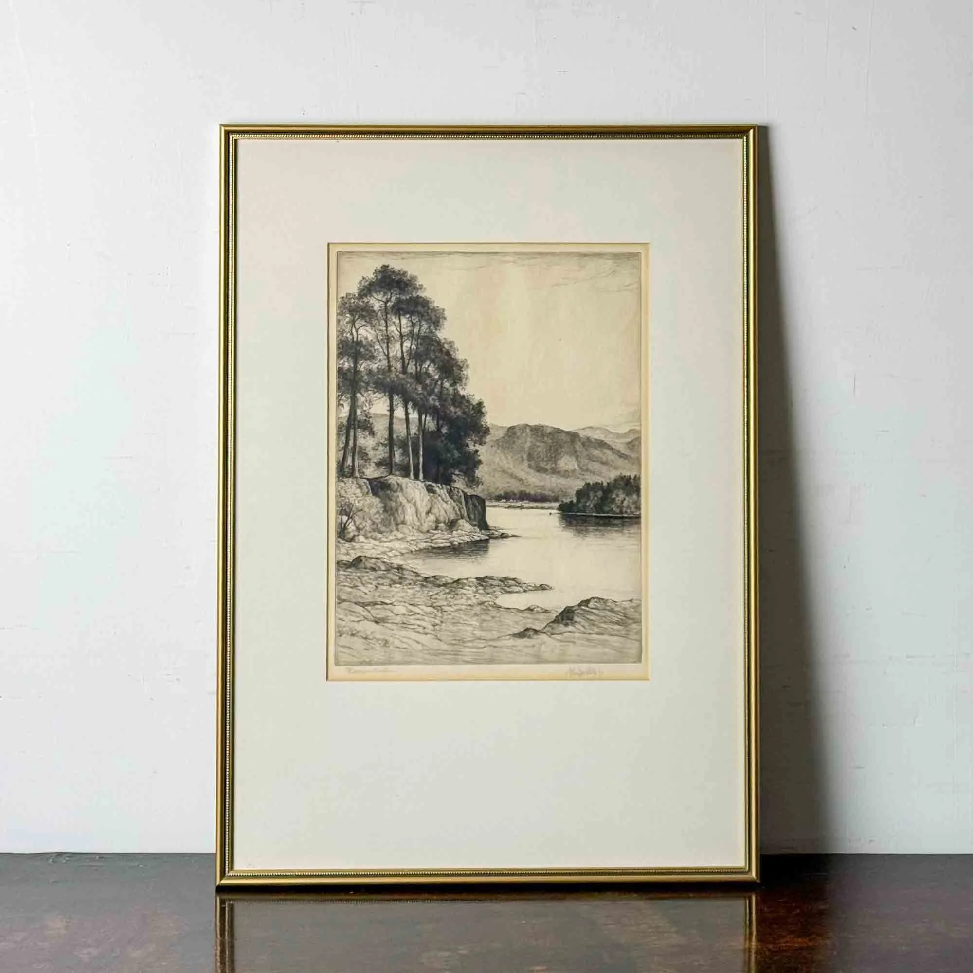 Derwent Water Etching by John Fullwood (1854 - 1931)