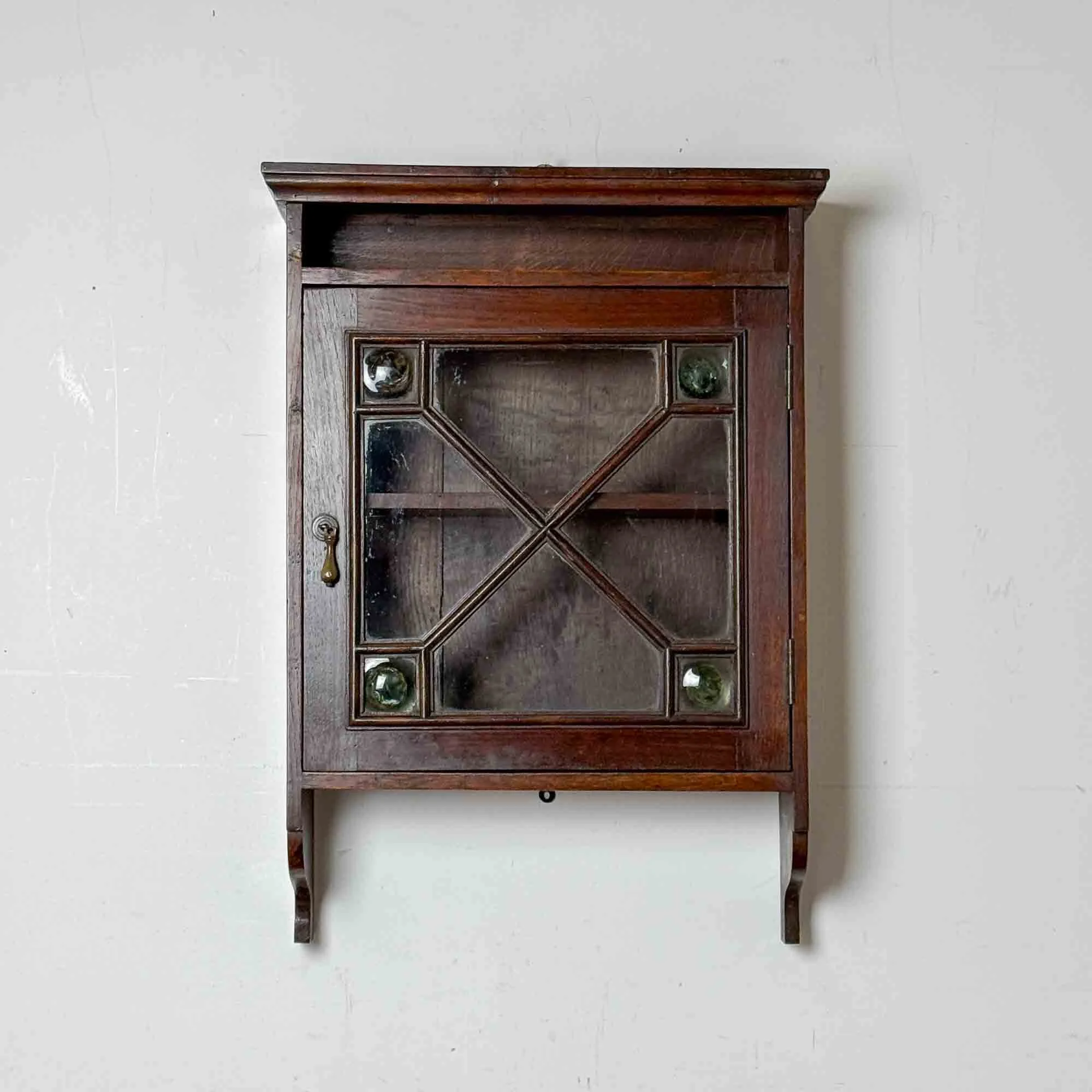 antique oak arts and crafts wall cabinet