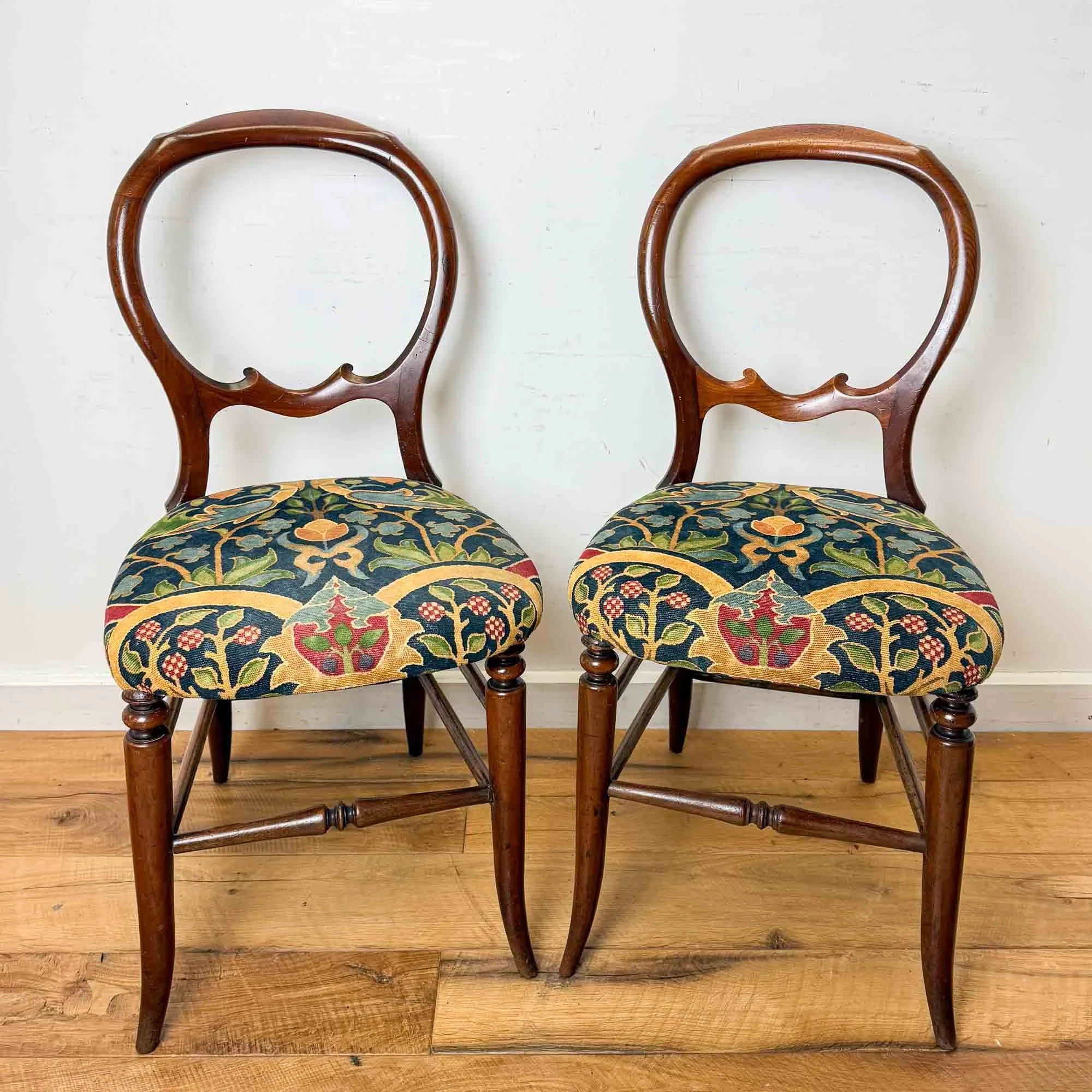 Pair of Victorian Mahogany Balloon Back Chairs
