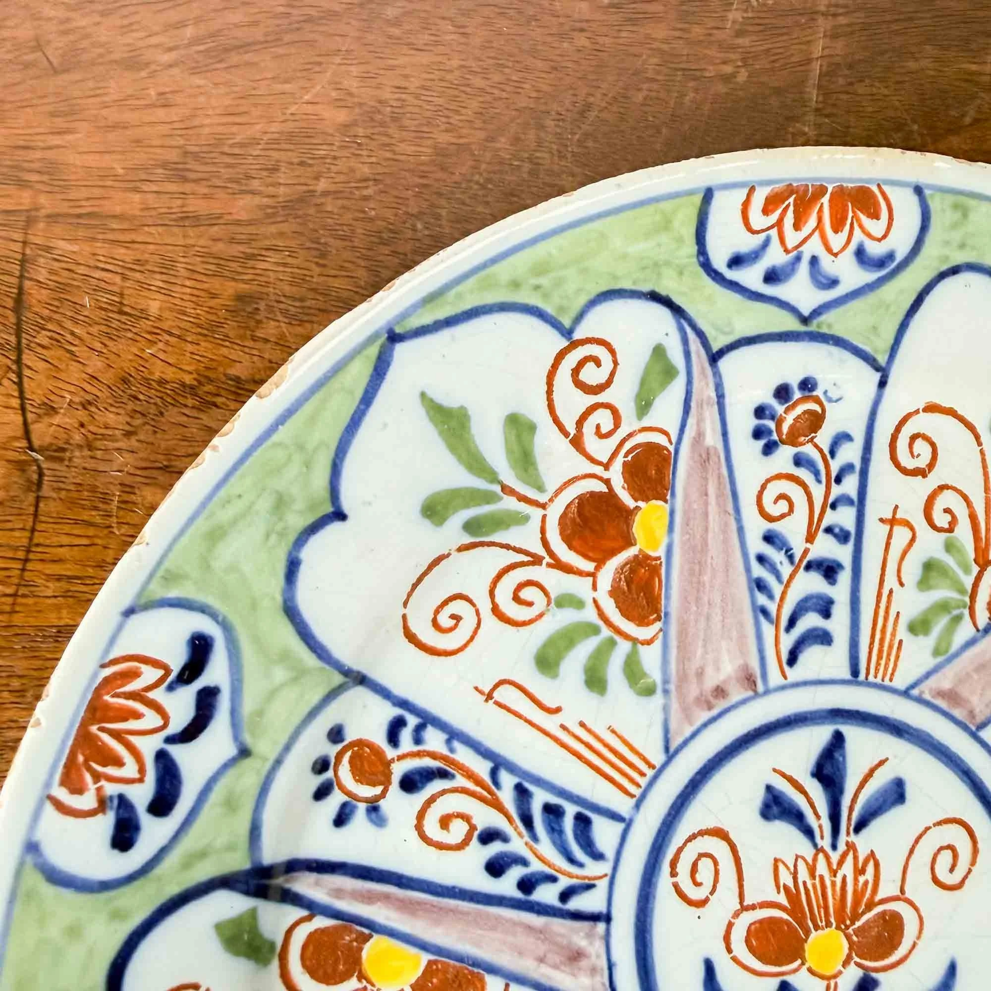 antique polychrome delft plate