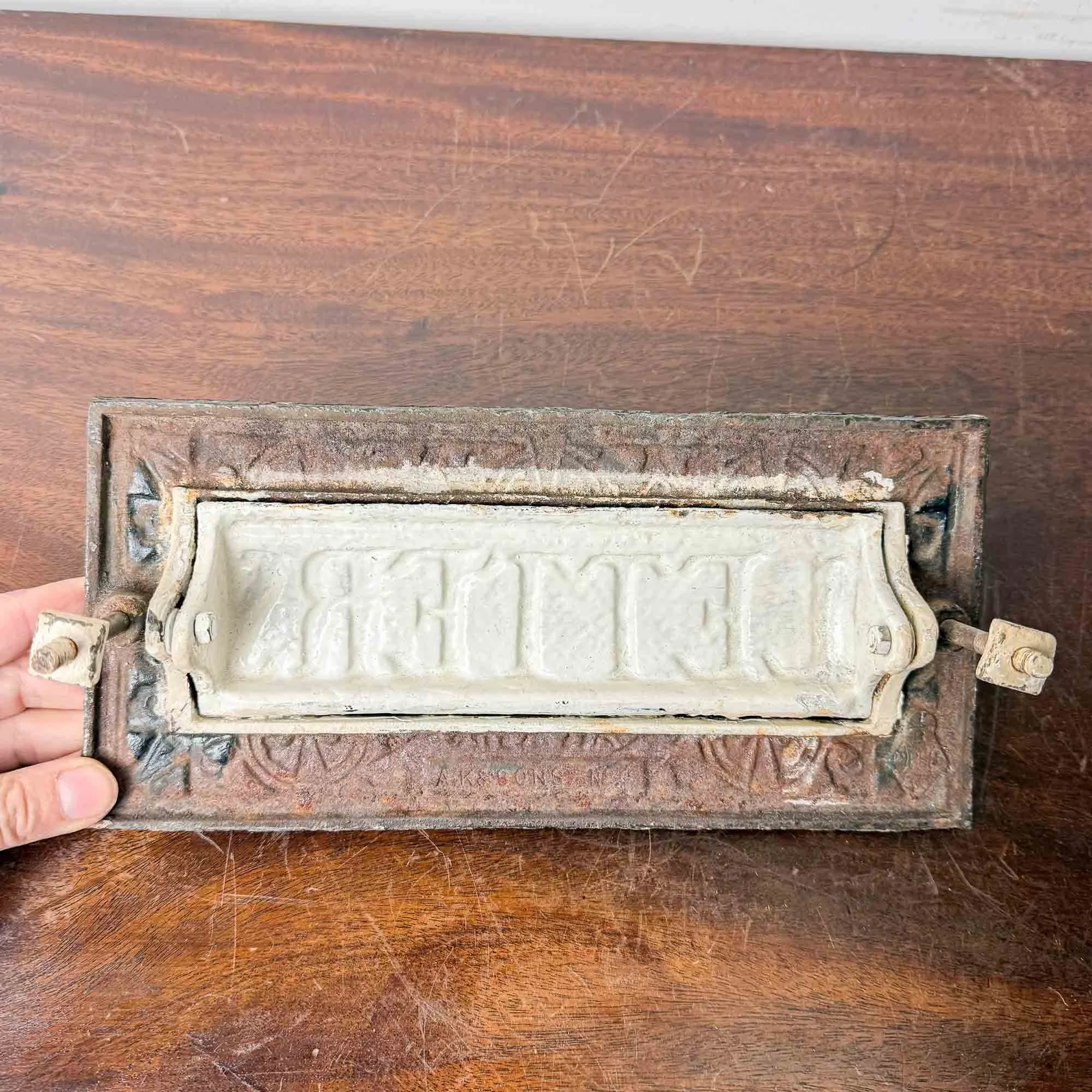 Antique Archibald Kenrick & Sons Cast Iron Letter Box Plate