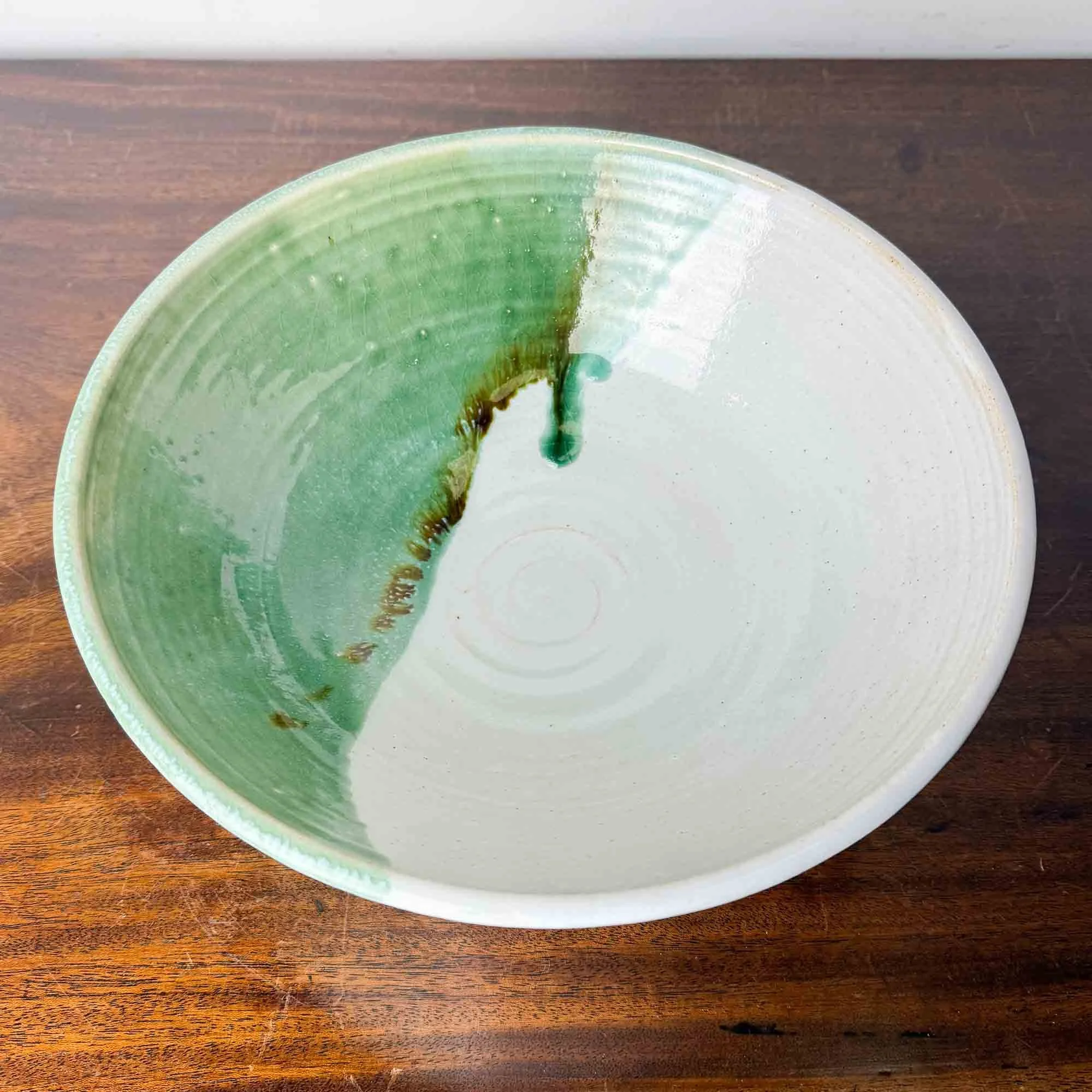 green and white studio pottery fruit bowl-10.jpg