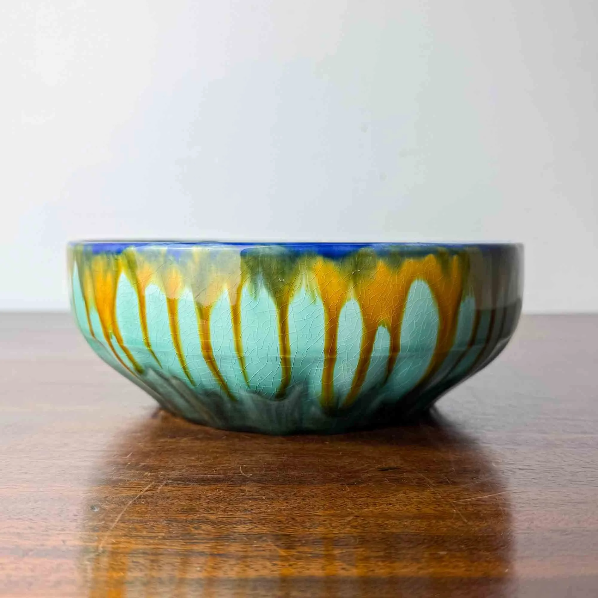 french studio pottery drip glaze bowl