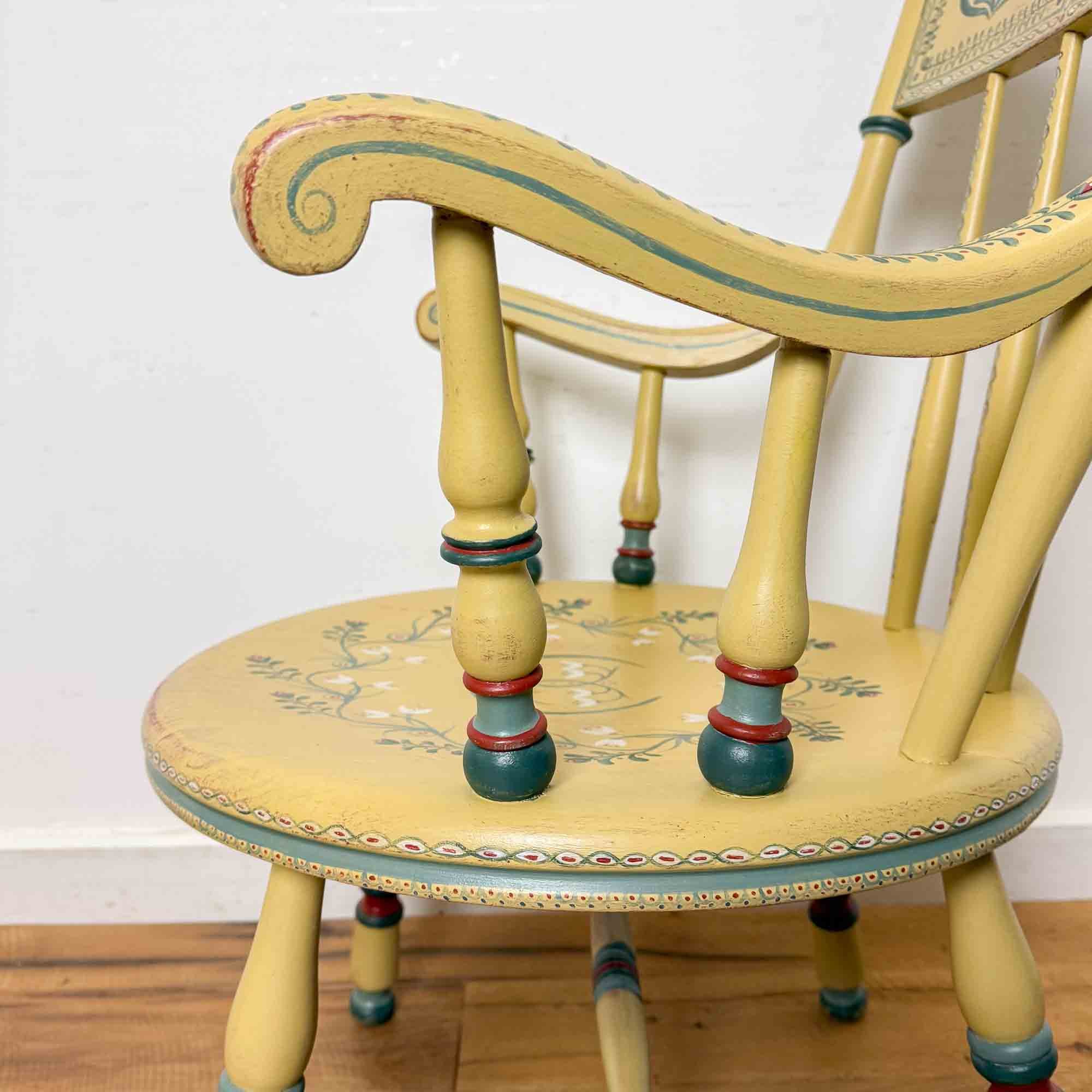 yellow folk art painted chair-17.jpg