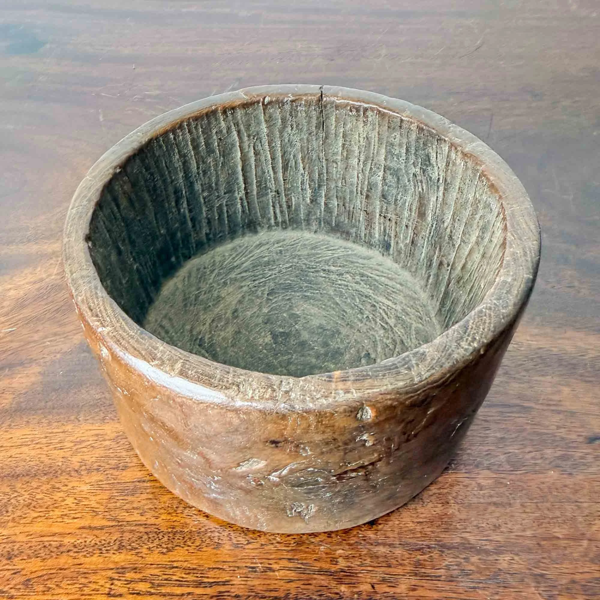 antique treen carved wooden bowl