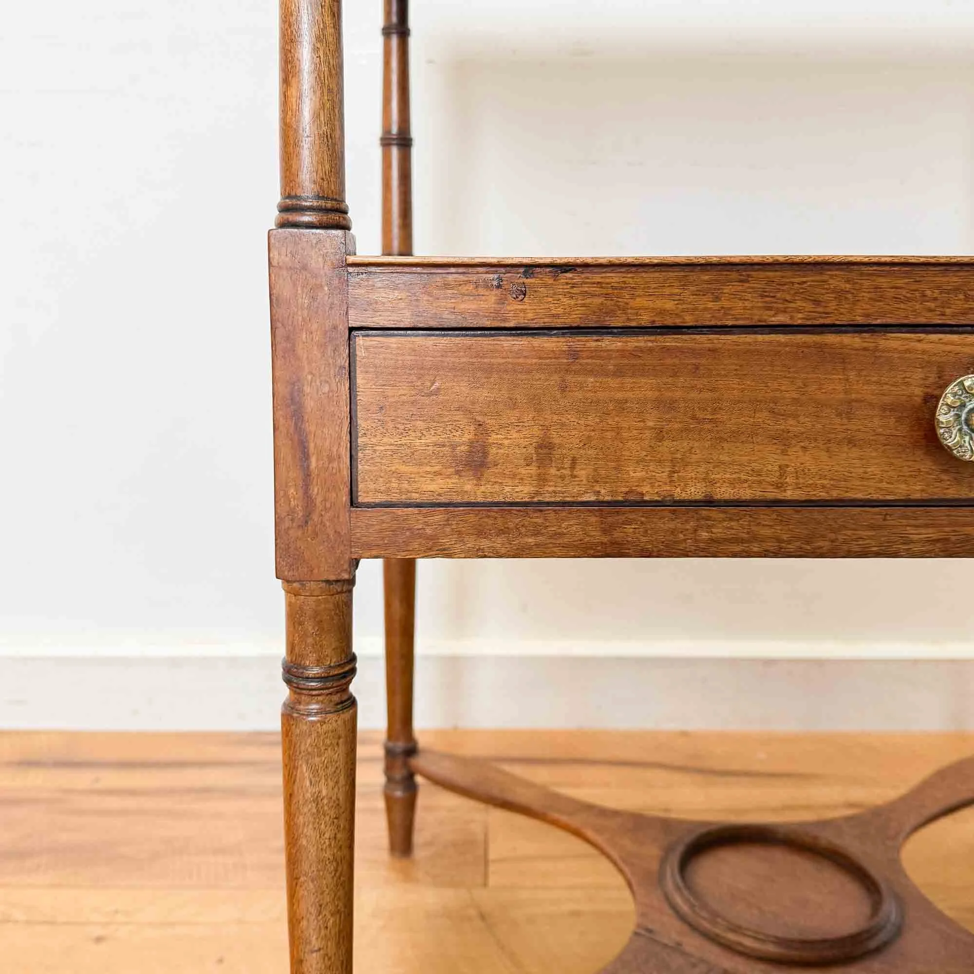 antique mahogany two tier washstand with drawer