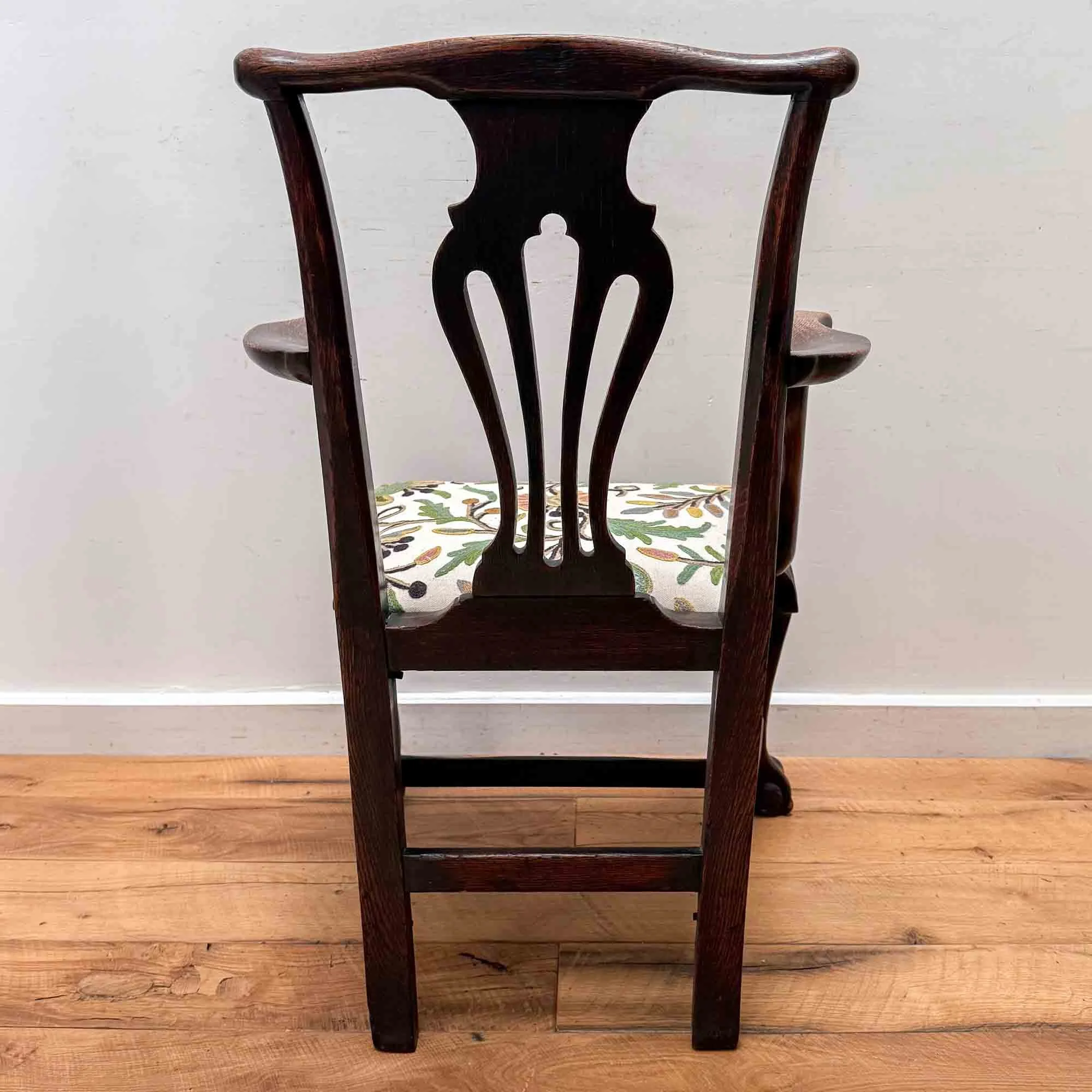 georgian oak chair crewel work seat