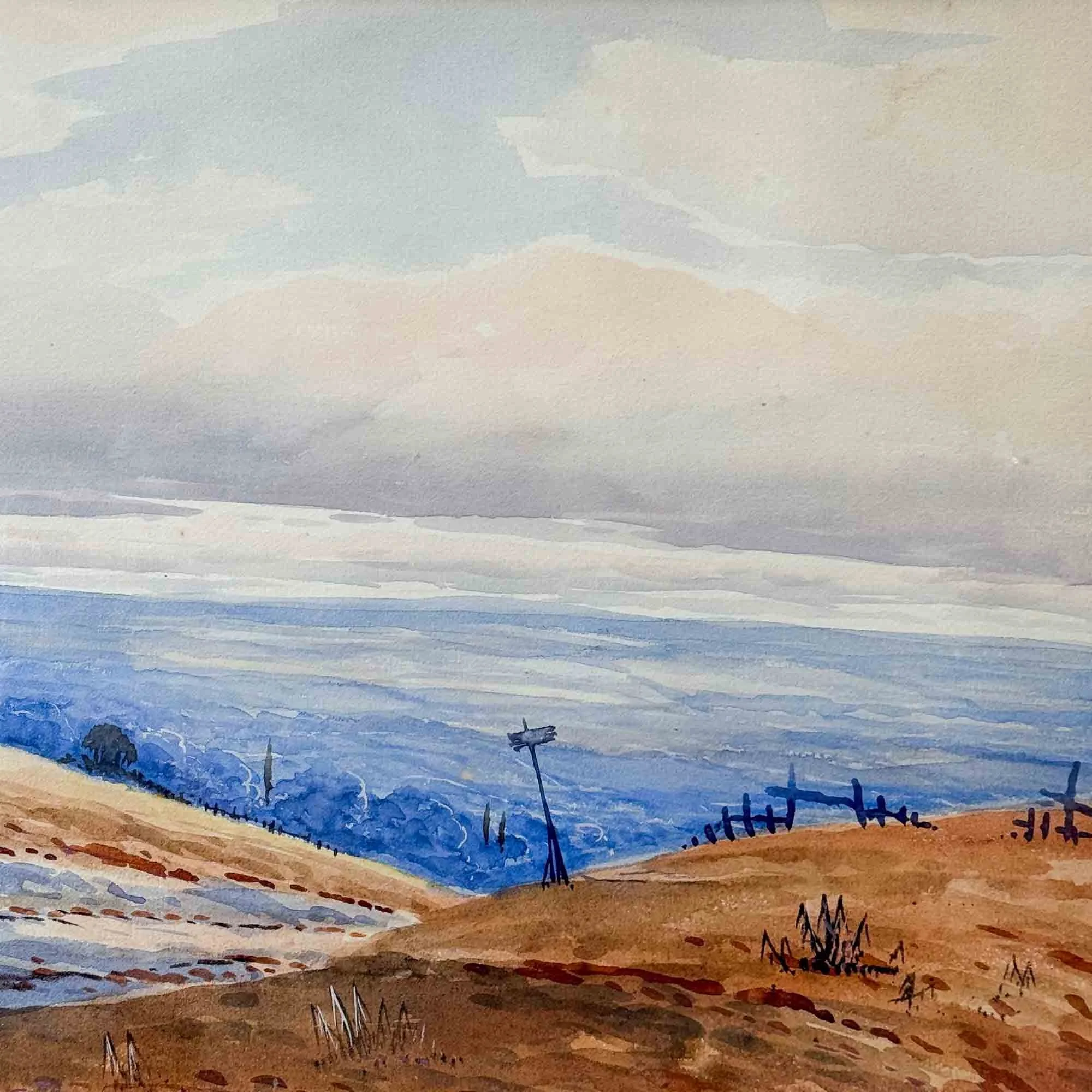 antique watercolour landscape painting by Edwin Earp