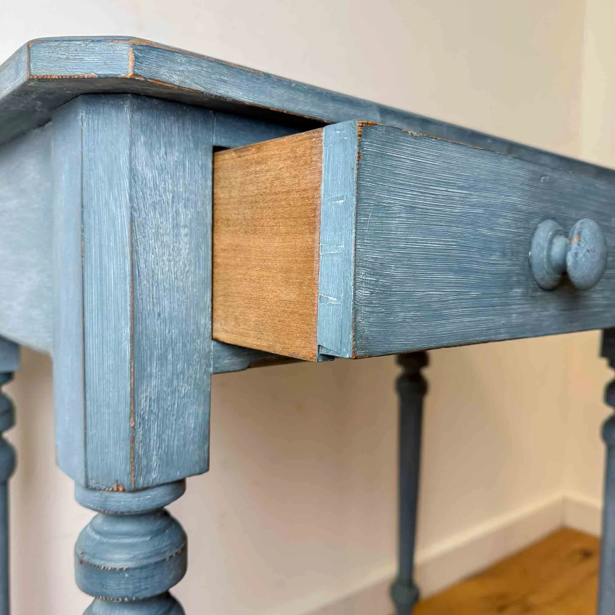 antique pine blue painted table-3.jpg