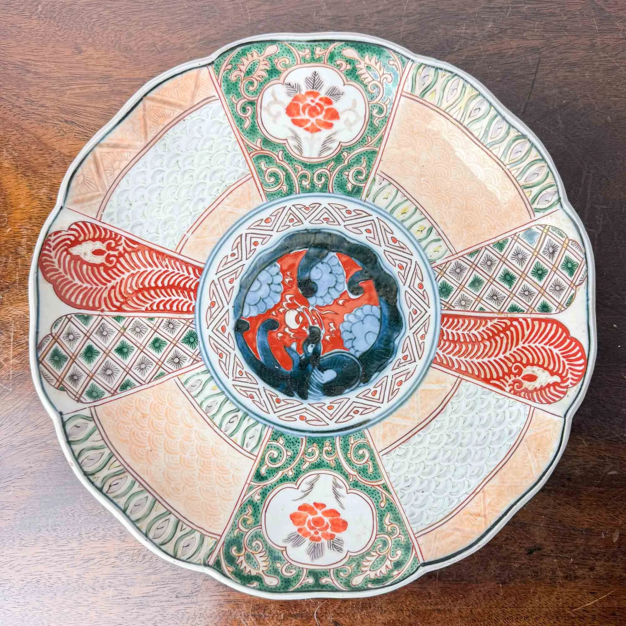 japanese imari plate peach and green-5.jpg