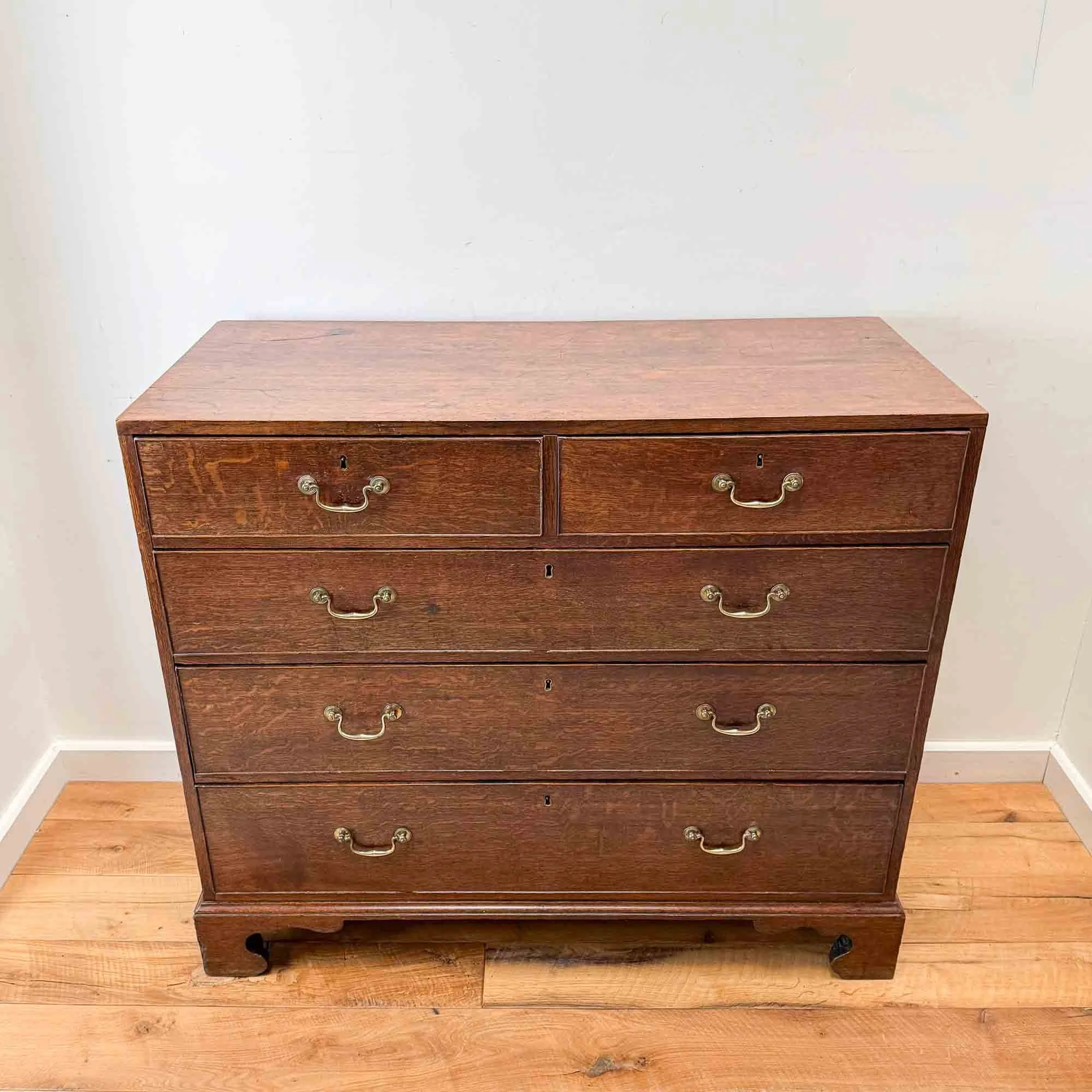 plain antique oak chest of drawers