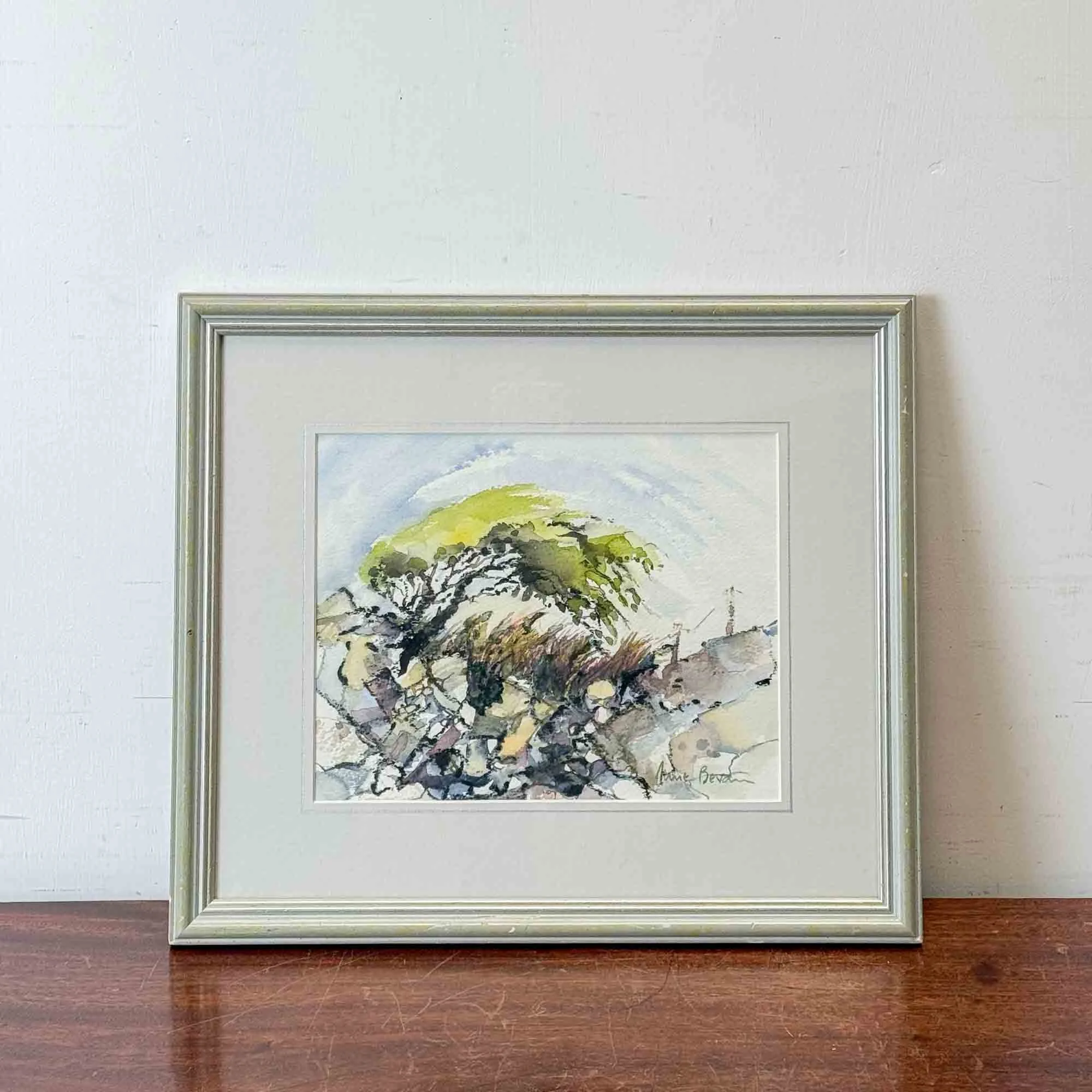 'Windblown Hawthorns' Watercolour Painting by June Bevan