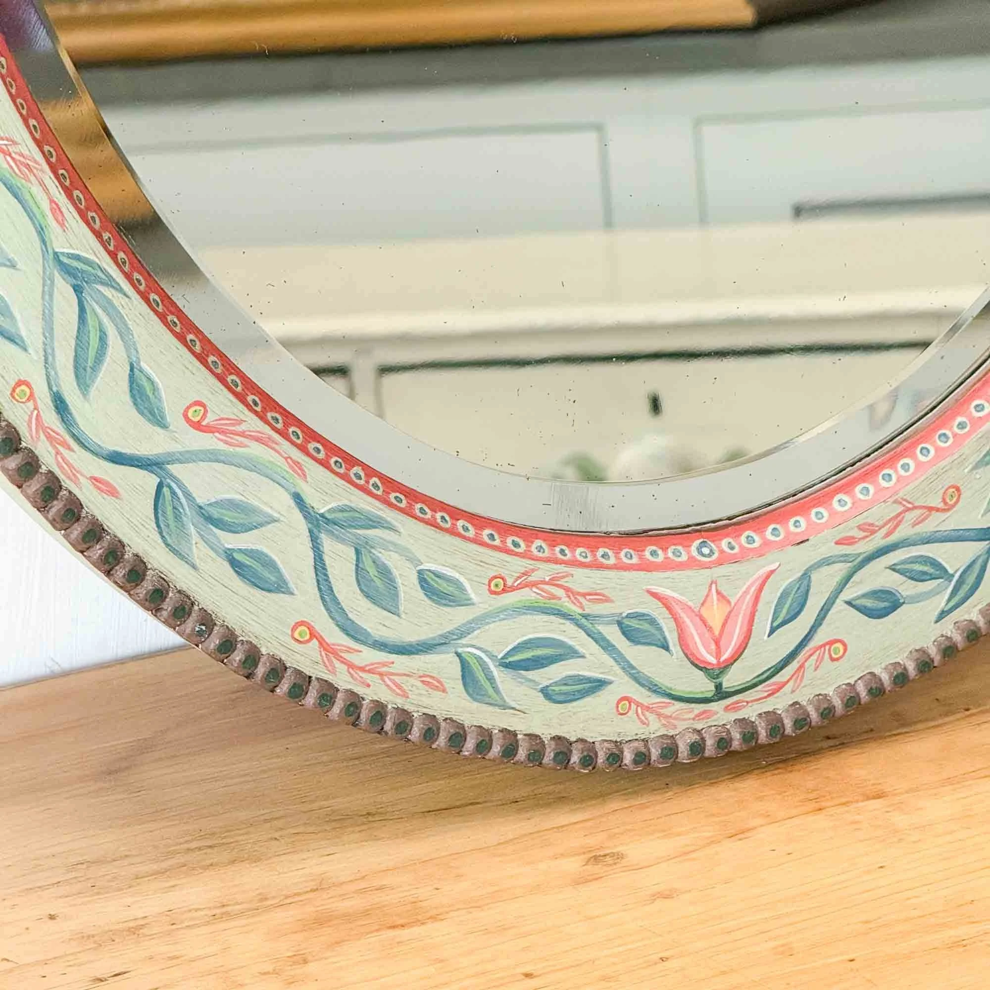 hand painted folk art mirror