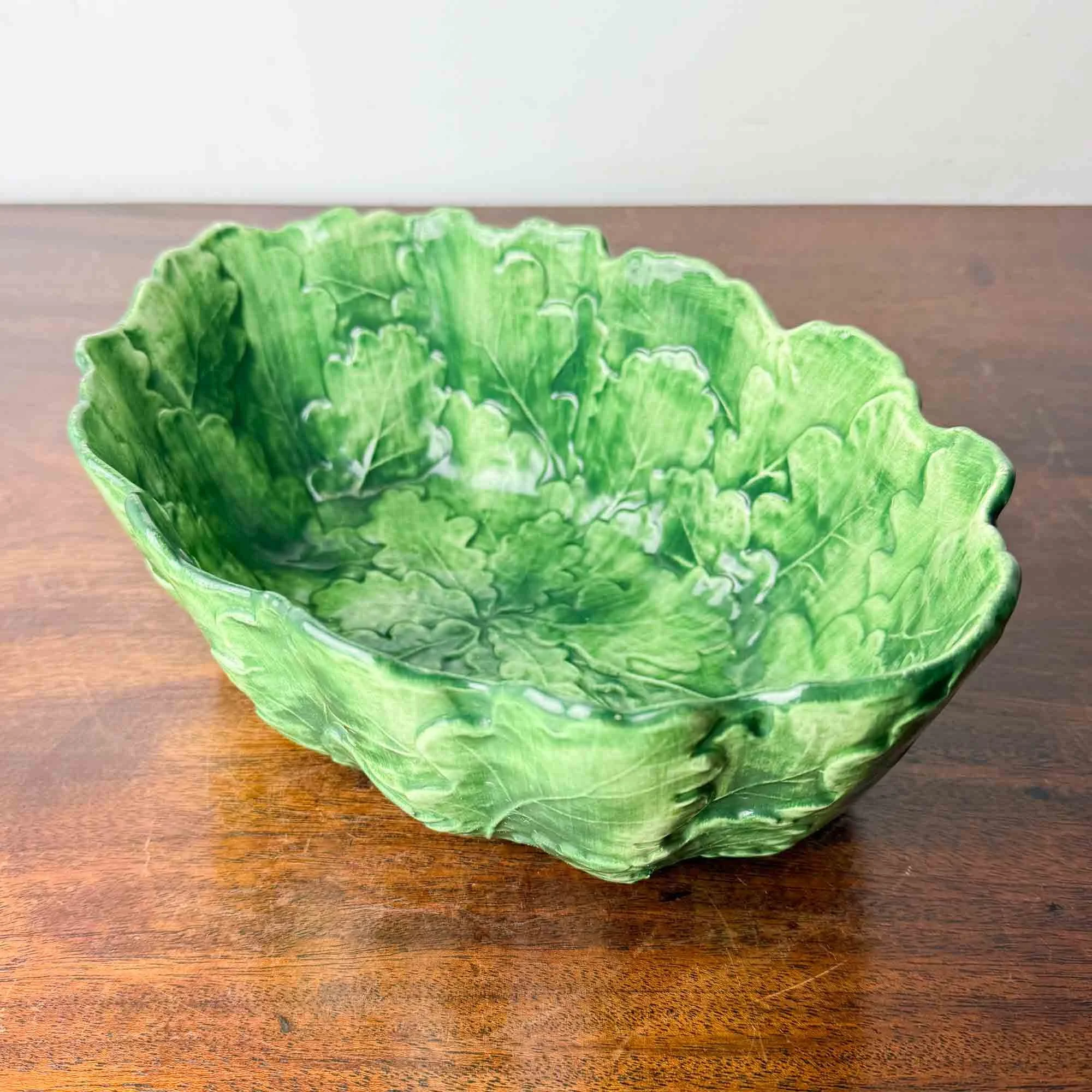 Vintage Italian Majolica Leaf Salad Bowl